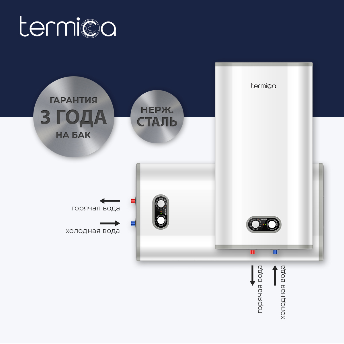 Изображение товара Накопительный водонагреватель электрический TERMICA NEMO 50 INOX 2 кВт