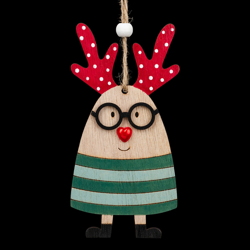 Изображение товара Елочная игрушка Еричкрауза олень нос-сердечко 13 см разноцветная декоративная