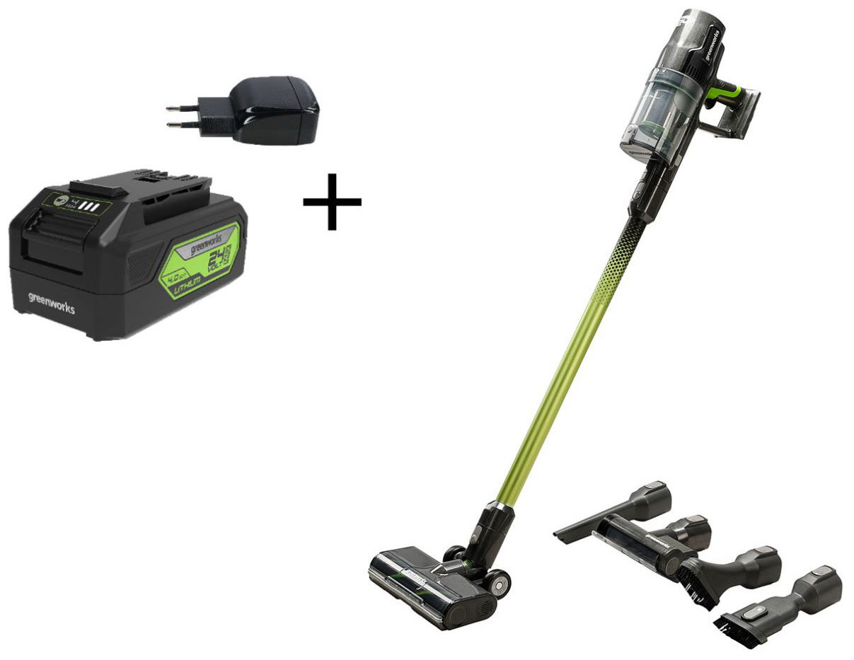 Изображение товара Пылесос вертикальный Greenworks 4700607ub 0.5 л 500 Вт цвет зеленый