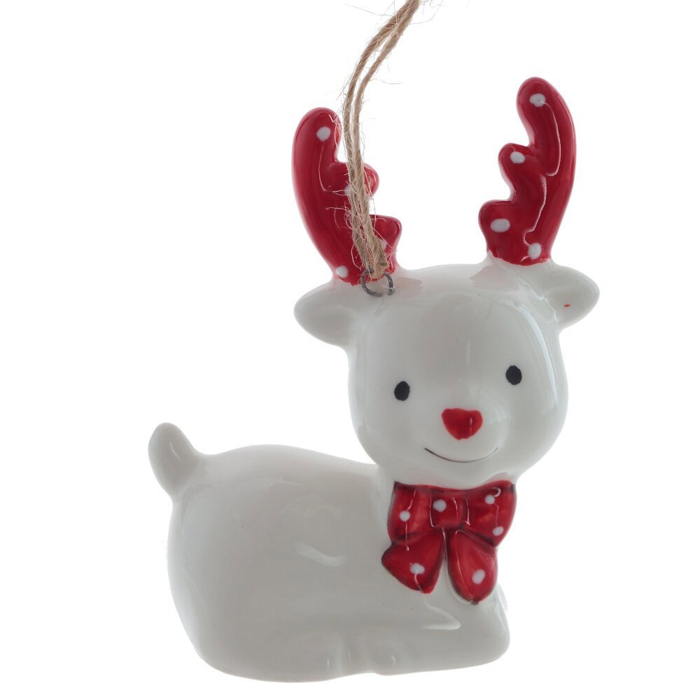 Изображение товара Керамическая елочная игрушка олень разноцветный 7х3 см