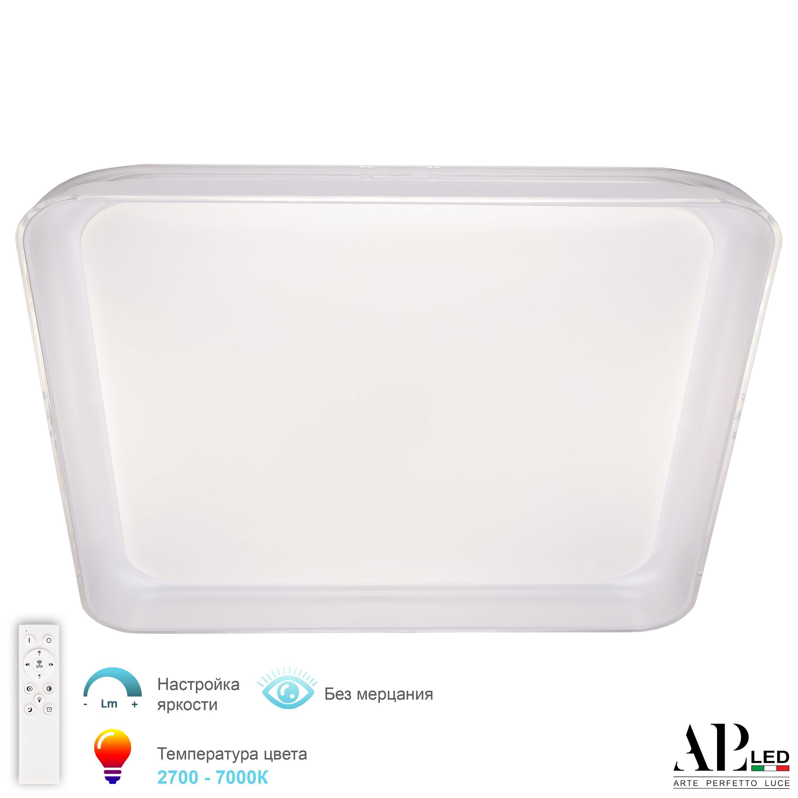 Изображение товара Светильник настенно-потолочный светодиодный Arte Perfetto Luce Genoa 3302.3219-kv-541-80.white с пультом управления нейтральный белый свет цвет белый
