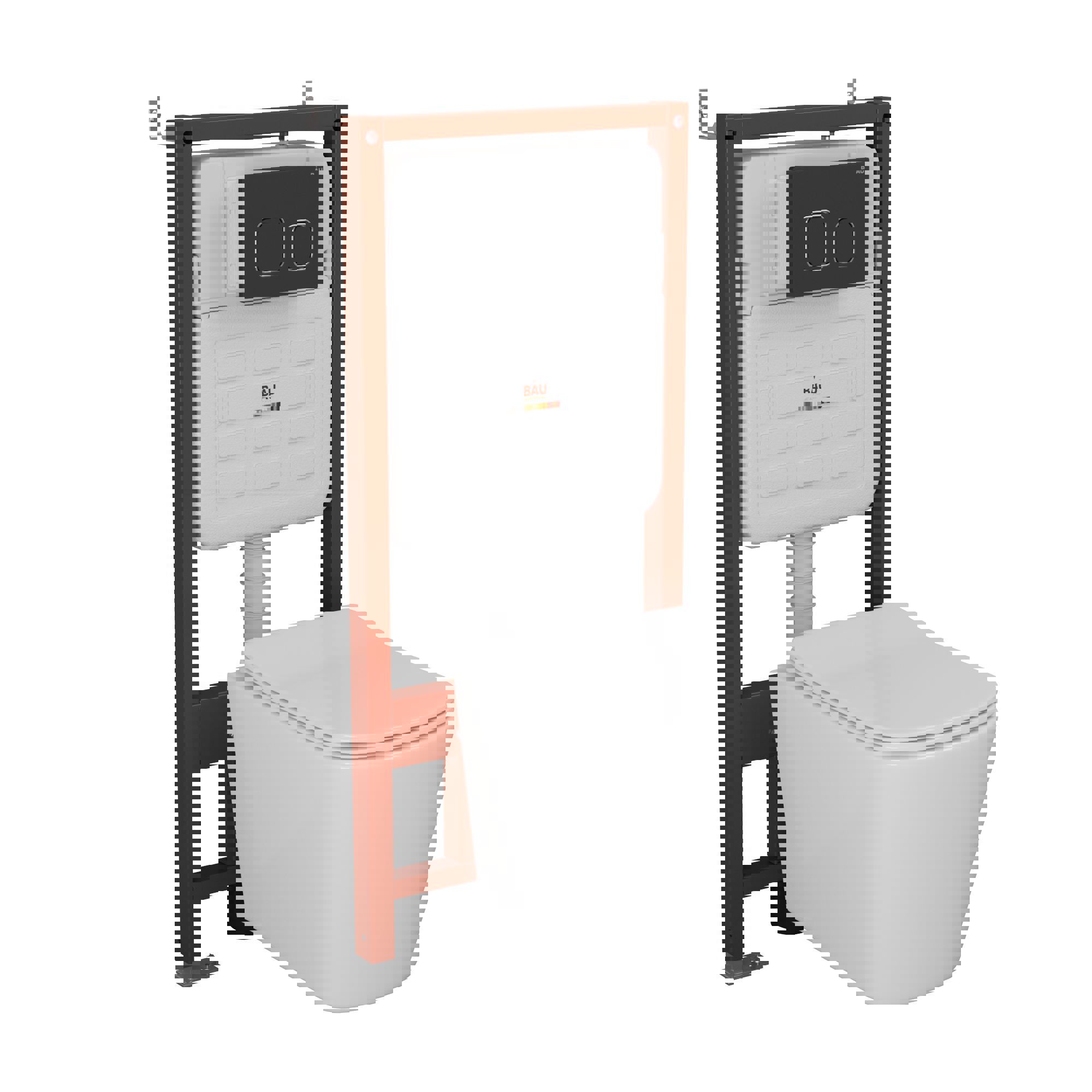 Изображение товара Комплект BAU 6 в 1 инсталляция унитаз безободковый и сиденье вихревой Торнадо 10 лет гарантия