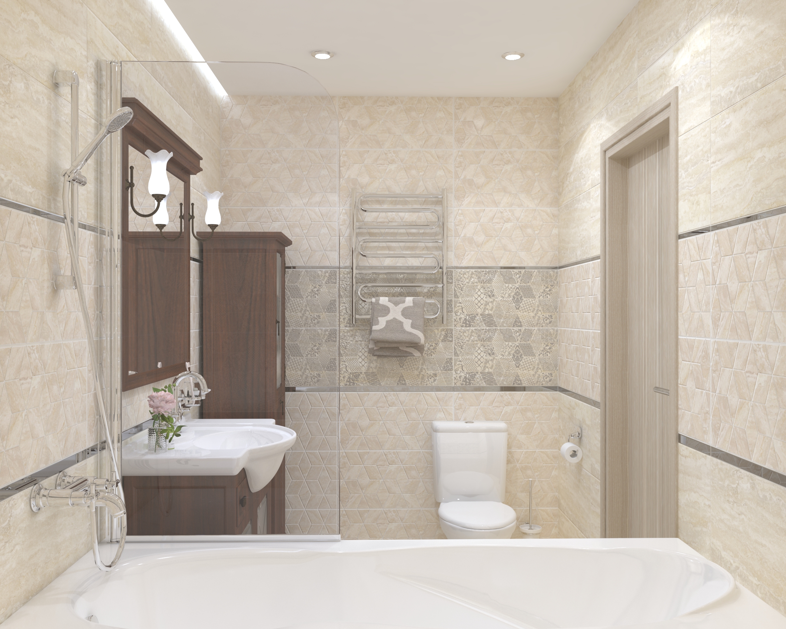 Изображение товара Керамическая настенная плитка Laparet Echo 60x30 см бежевый, мраморный эффект