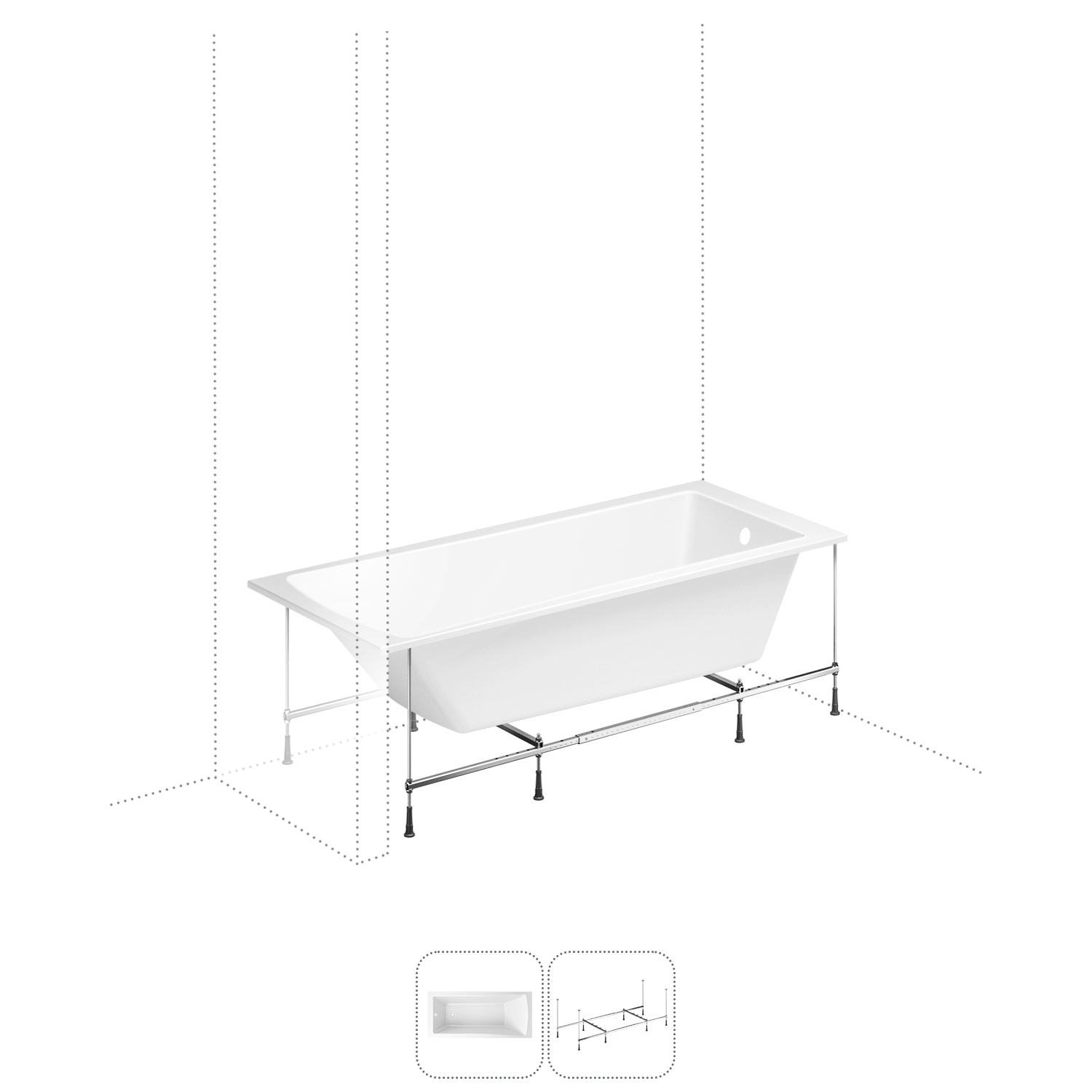 Изображение товара Прямоугольная ванна Lavinia Boho One S1-37010050 литьевой акрил 150x70 см, с усиленным металлическим каркасом