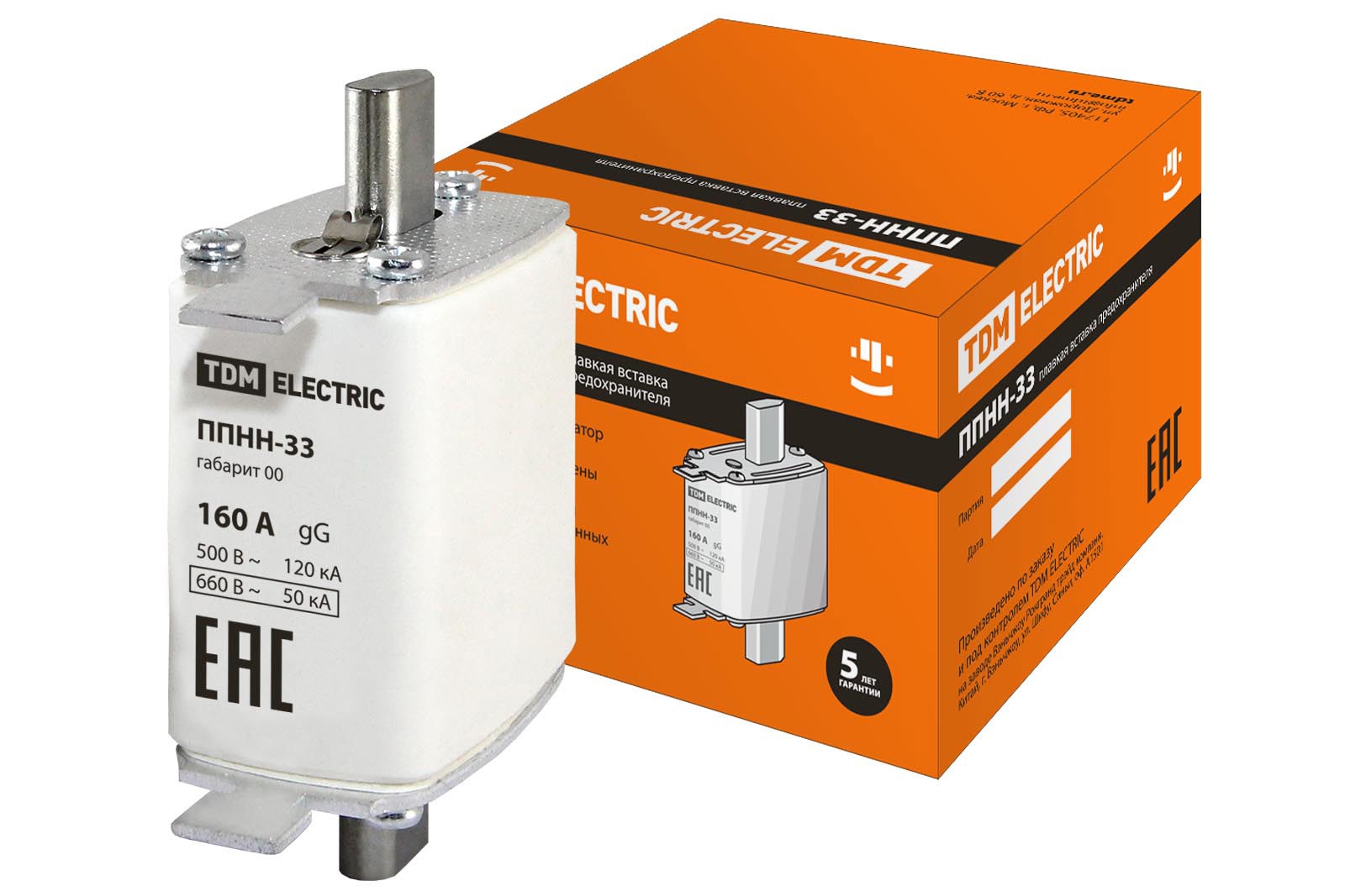 Изображение товара Плавкая вставка Tdm electric ППНН-33 160 А для промышленной защиты