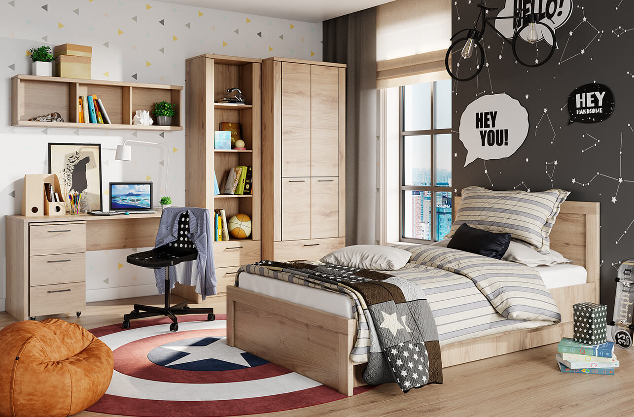 Изображение товара Кровать Anrex Doorset 127.3x89.5x206.9 см с ящиком и европ style