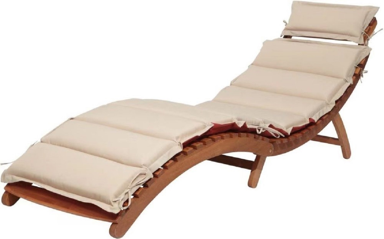 Изображение товара Деревянный складной шезлонг с подушкой AFM-803A Beige 180x54x68 см