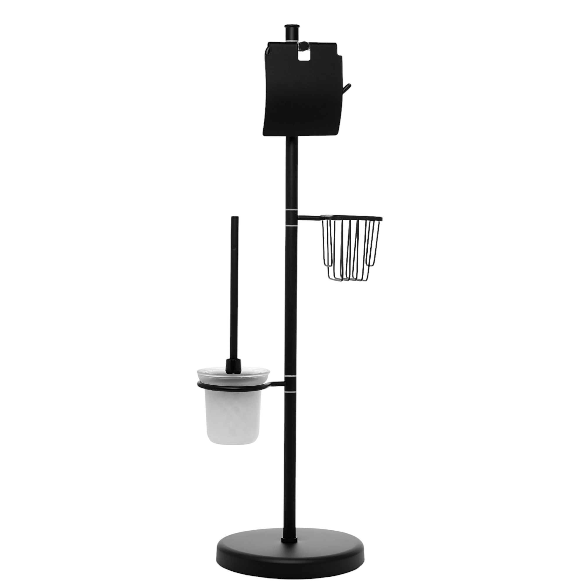 Изображение товара Ёршик для унитаза Feinise S084-8 напольный с держателями для туалетной бумаги и освежителя воздуха цвет черный