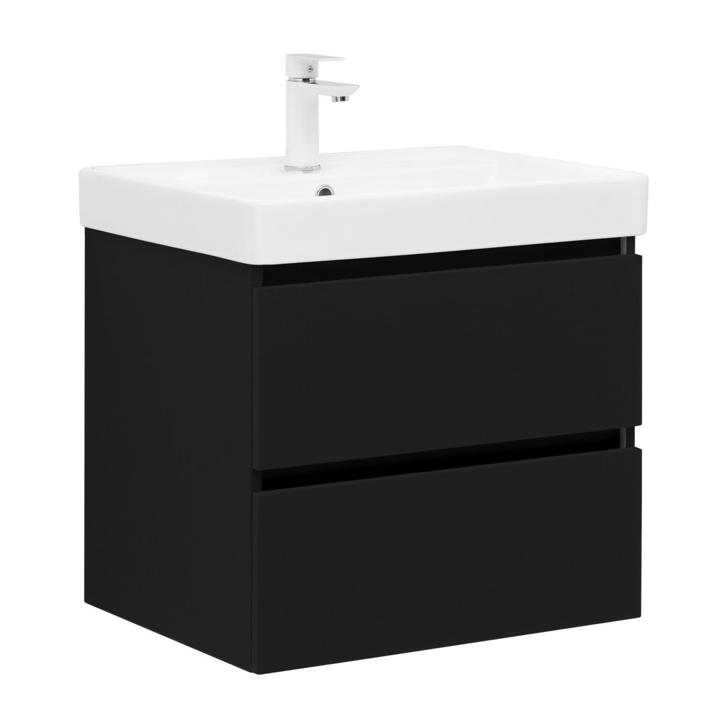 Изображение товара Тумба под раковину Aquanet Вега 2.0 60 черный с ящиками и мягкой текстурой