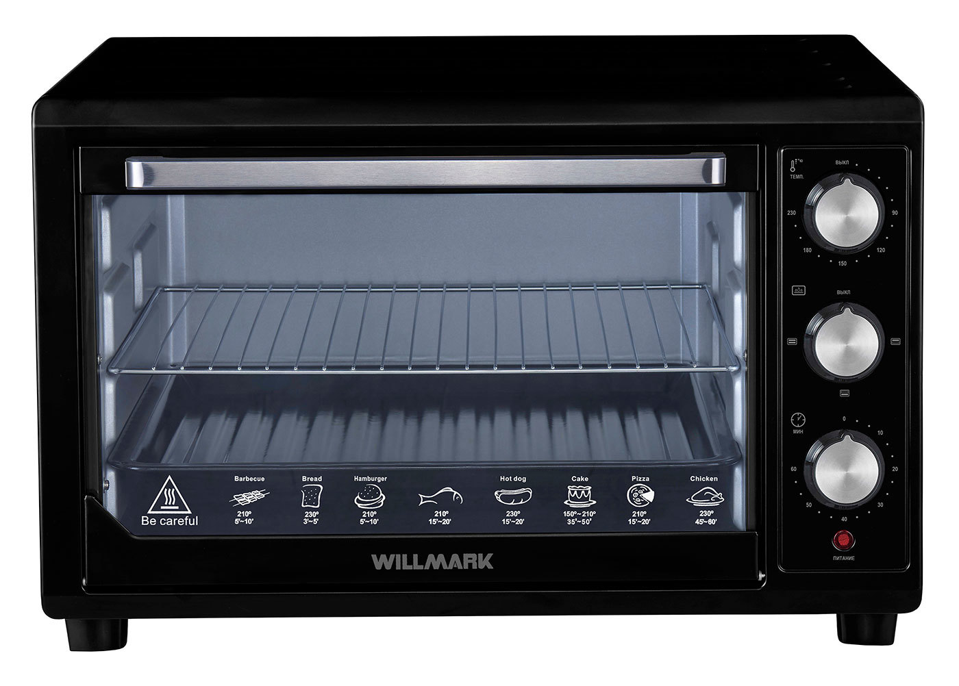 Изображение товара Электропечь Willmark 595824 45 л, 1800 Вт, черный цвет, механическое управление