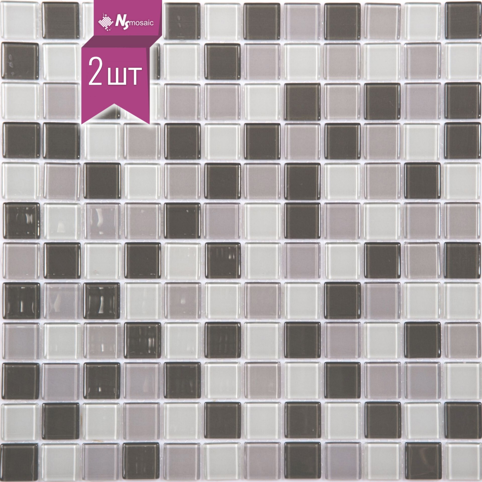 Изображение товара Декоративная стеклянная мозаика Nsmosaic SG-8011 серые цвета 30x30 см