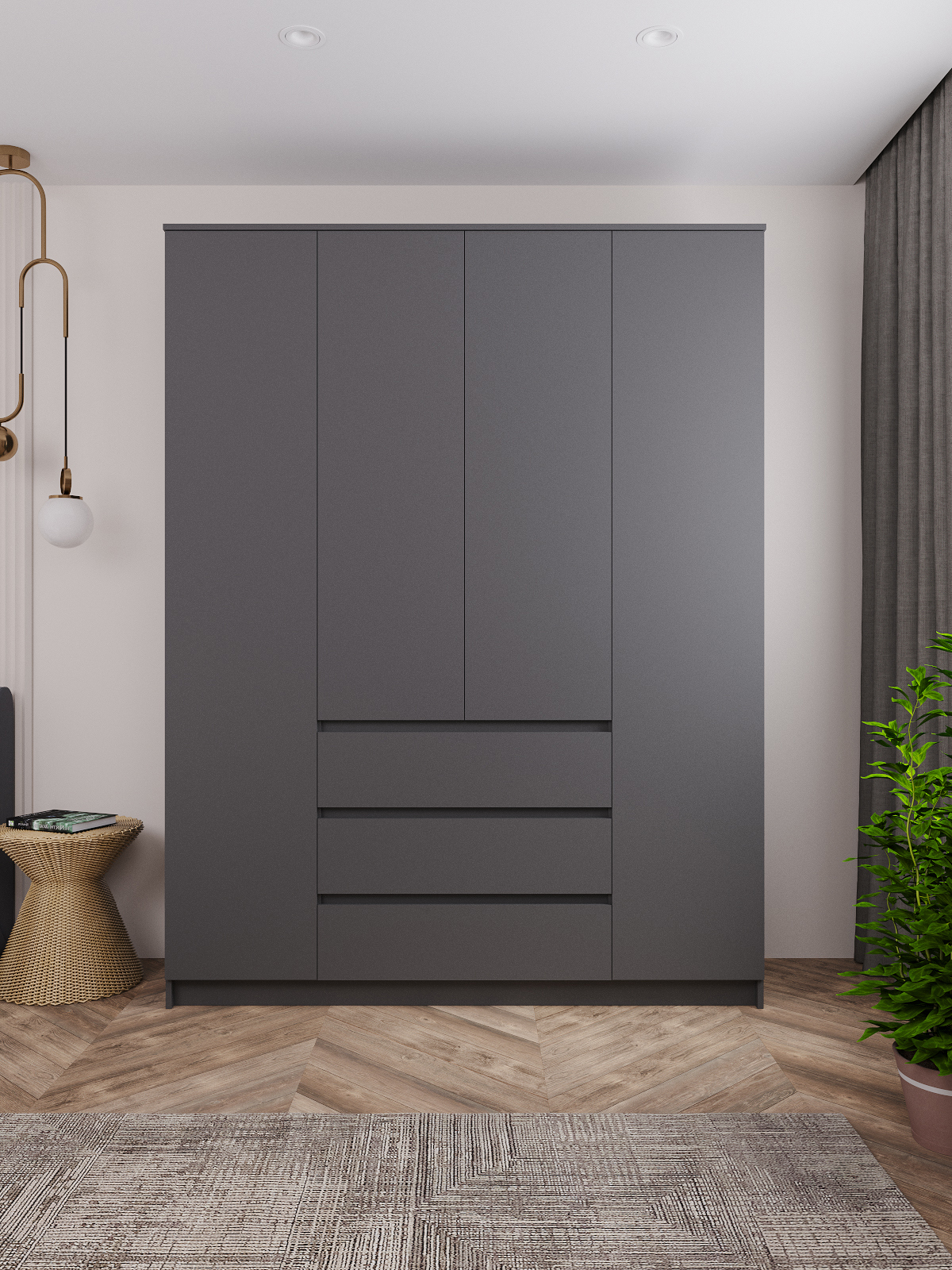 Изображение товара Шкаф распашной Дсв мебель Мори 45966 160.4x210x50.4 см ЛДСП цвет графит Изображение товара Шкаф распашной Дсв мебель Мори 45966 160.4x210x50.4 см ЛДСП цвет графит