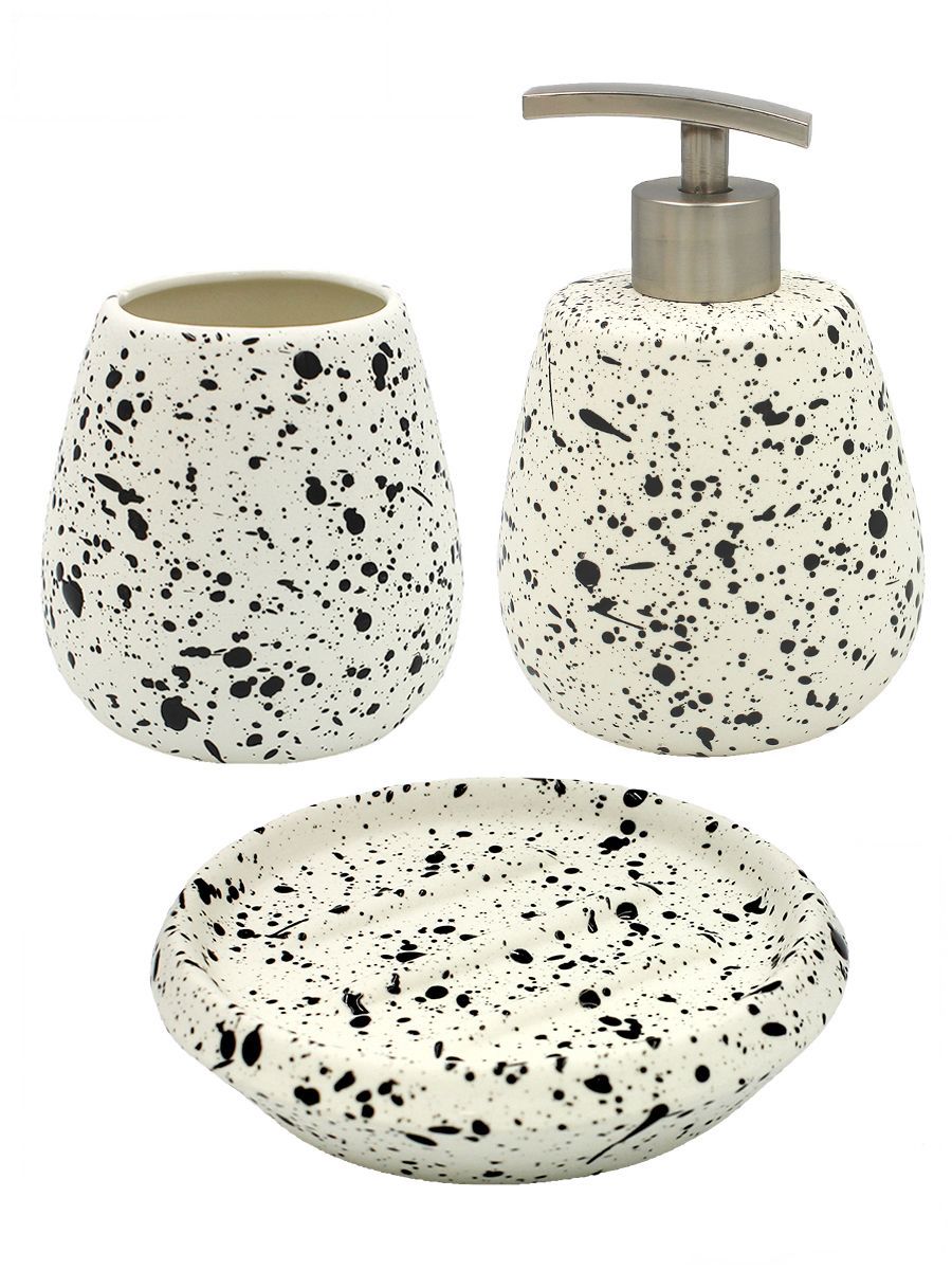 Изображение товара Комплект настольный Bath Plus Confetty SET3: дозатор для жидкого мыла, мыльница, стакан для зубных щеток