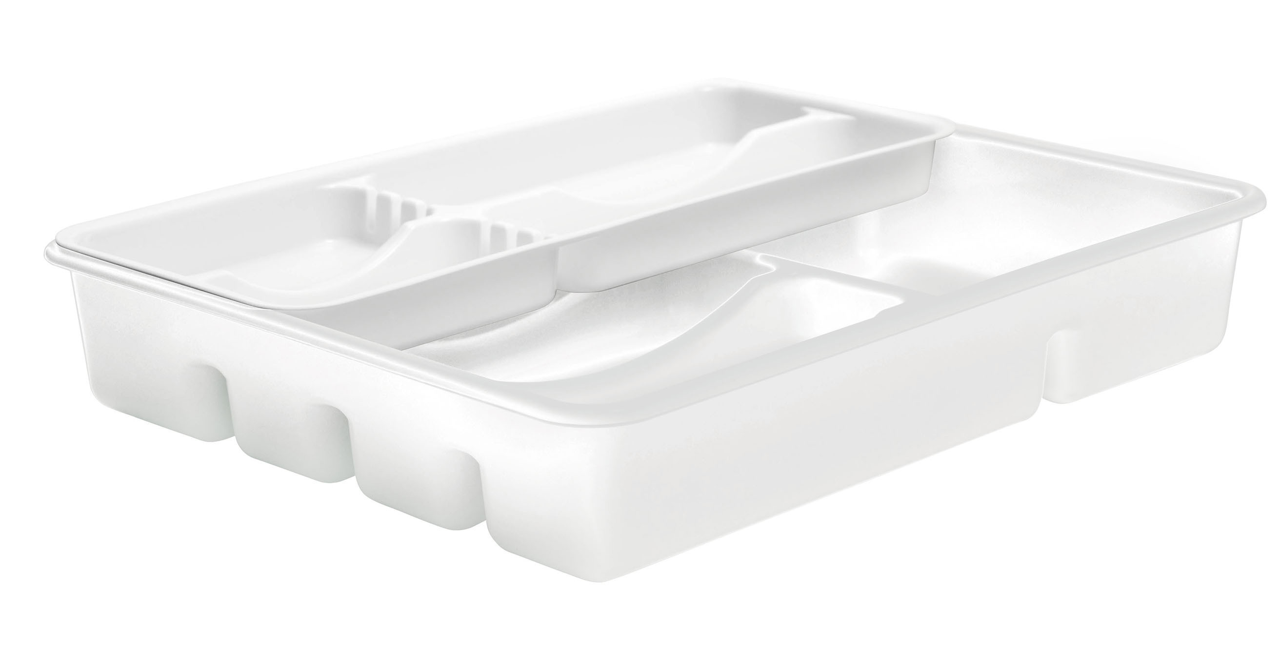 Изображение товара Двойной пластиковый лоток для столовых приборов 30,5x7,5x37,5 см белый