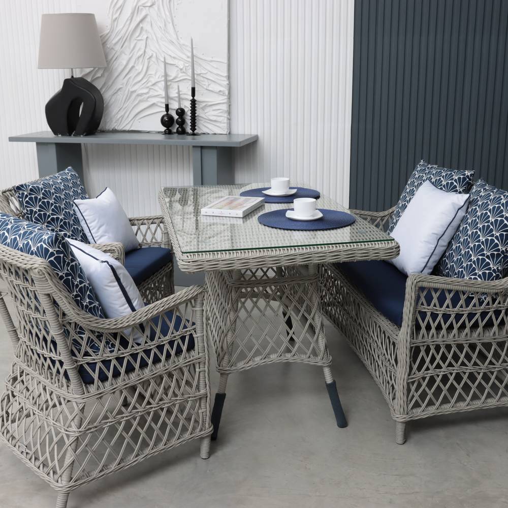 Изображение товара Набор обеденной мебели для сада Malacca Гайс полиротанг серый 4 предмета