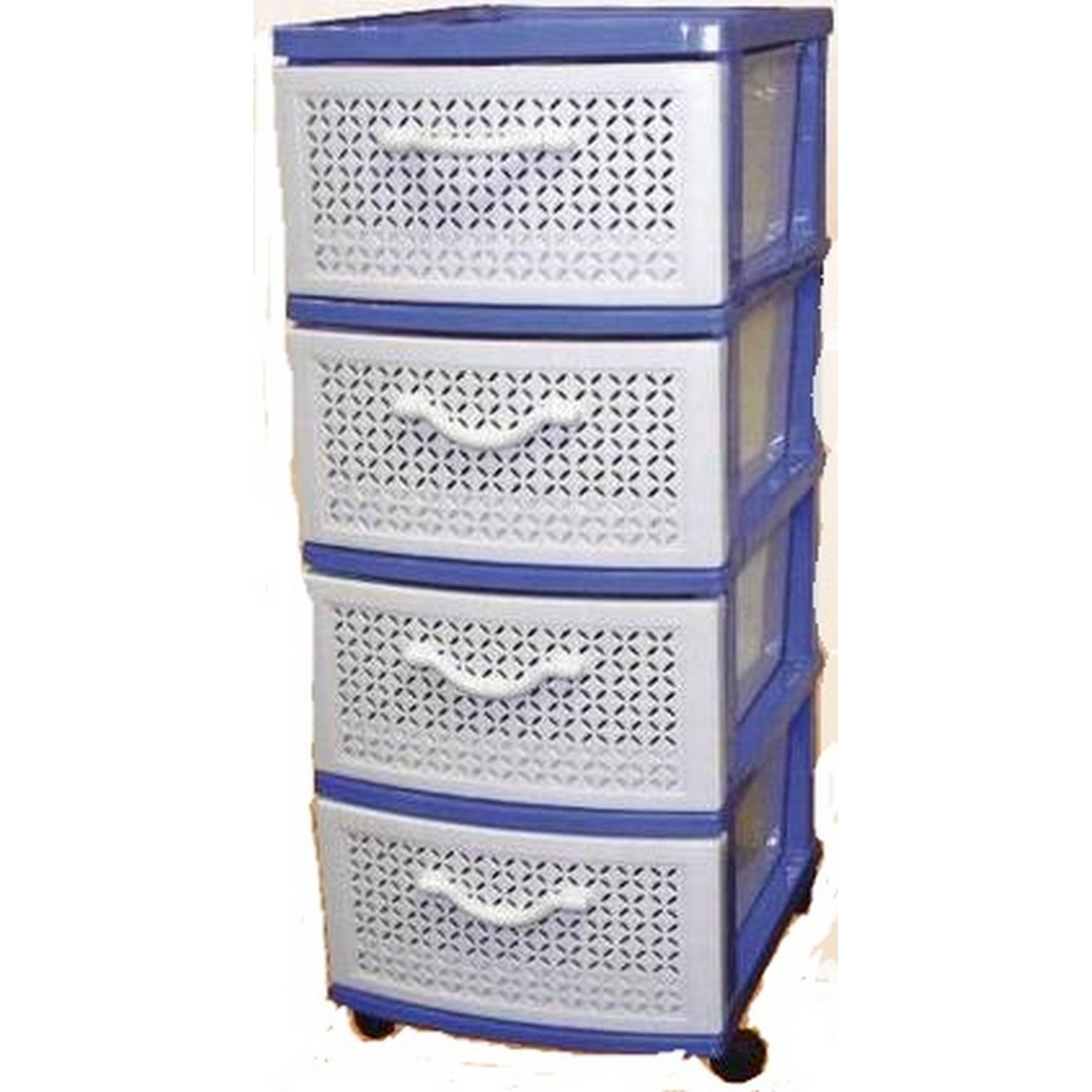 Изображение товара Комод Росспласт Ромашка голубой 4 ящика 38x47x95 см пластик цвет голубой