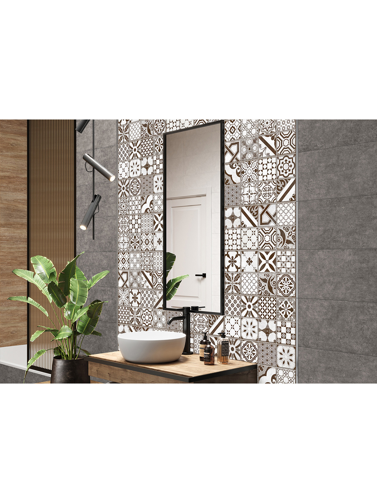 Изображение товара Настенная керамическая плитка Alma Ceramica Boho 24.9x50см многоцветная рельефная