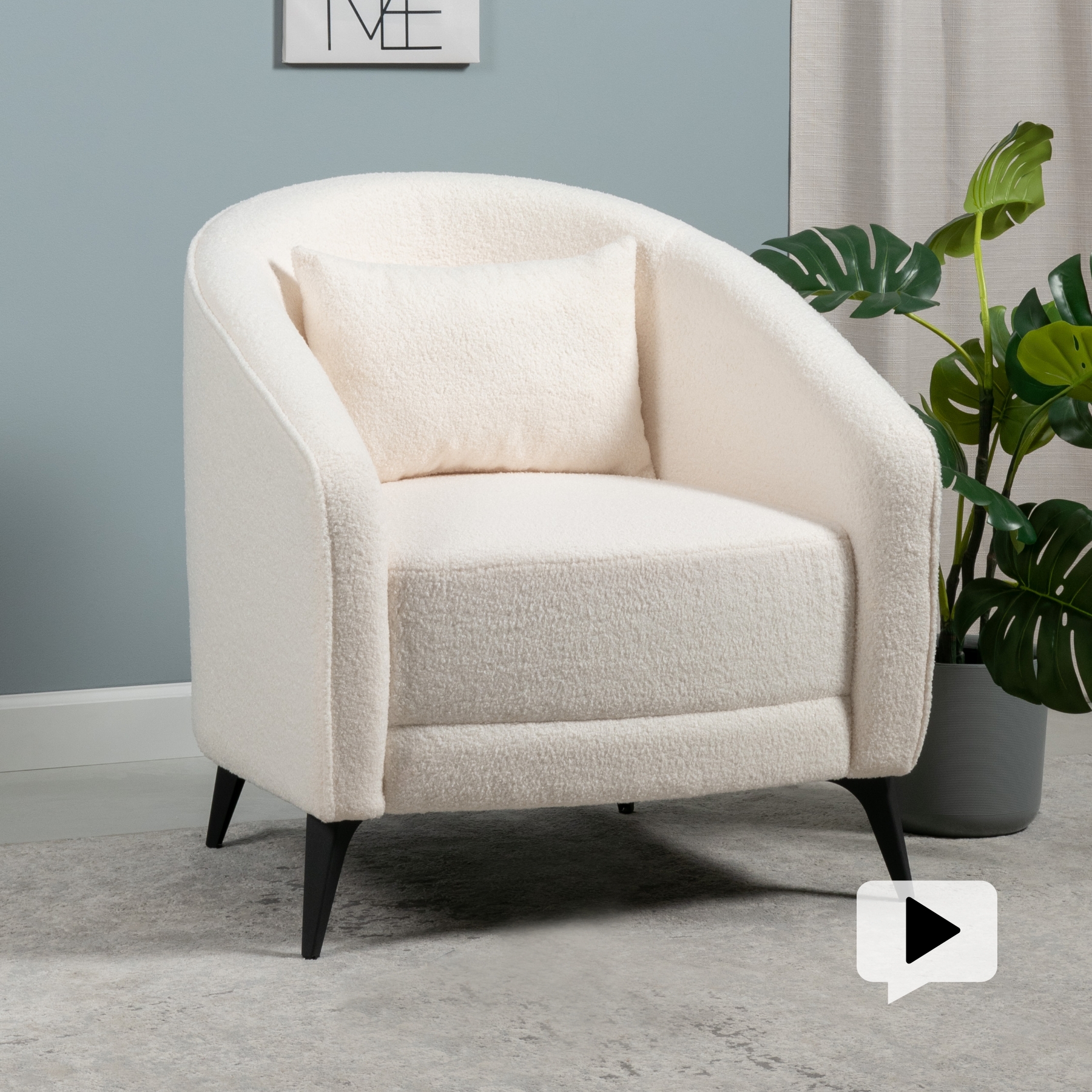 Изображение товара Мягкое дизайнерское кресло Egregor Сомерс 77.5x85x79 см молочный цвет для дома офиса