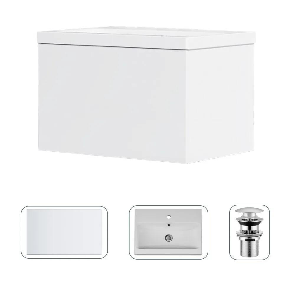 Изображение товара Тумба с раковиной Am.pm M90FHX06021WC060WG-164 Gem 60 см подвесная с донным клапаном 1 ящик цвет белый