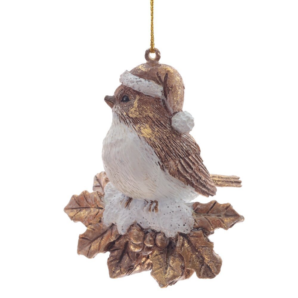 Изображение товара Елочная игрушка Птичка в золотом цвете 7.5 см к новогодним украшениям