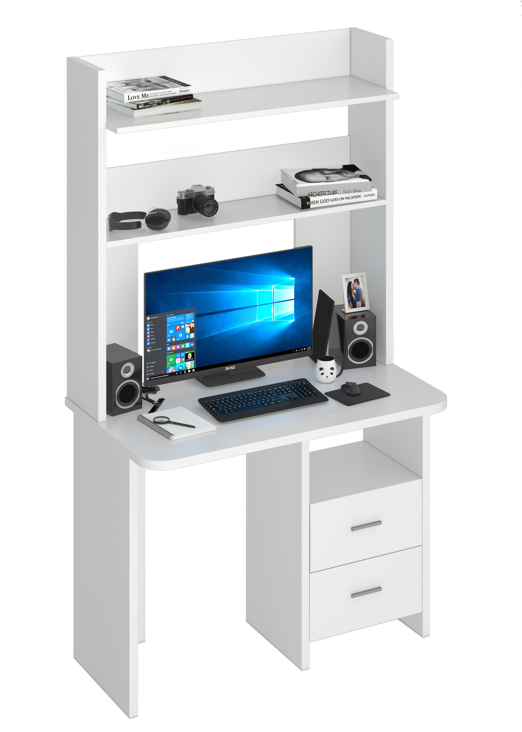 Изображение товара Стол Мэрдэс СКЛ-Прям100Р+НКЛХ-100 белый прямой для работы и учебы