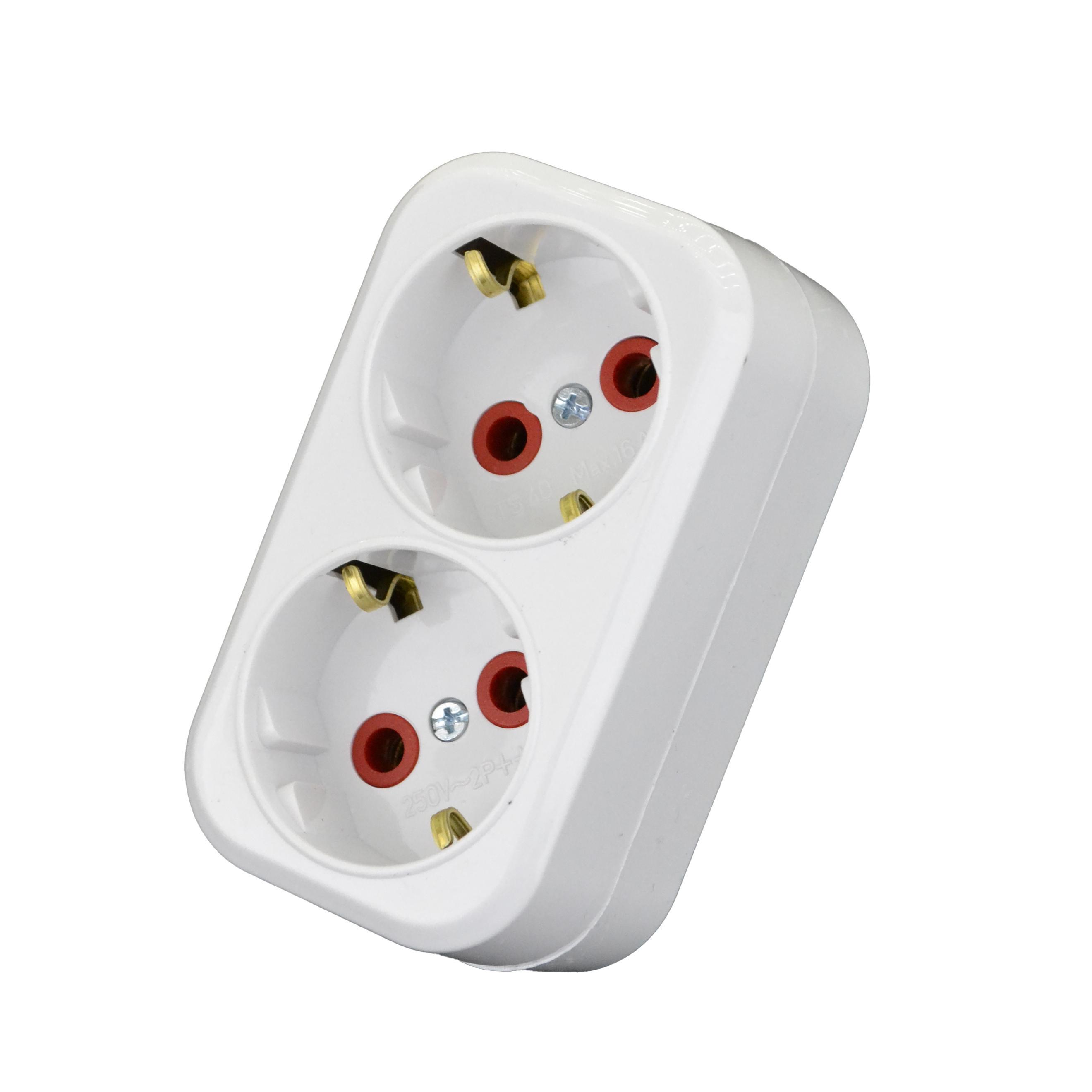 Изображение товара Удлинитель бытовой AY-KA 2 розетки 16A 250В с заземлением белый