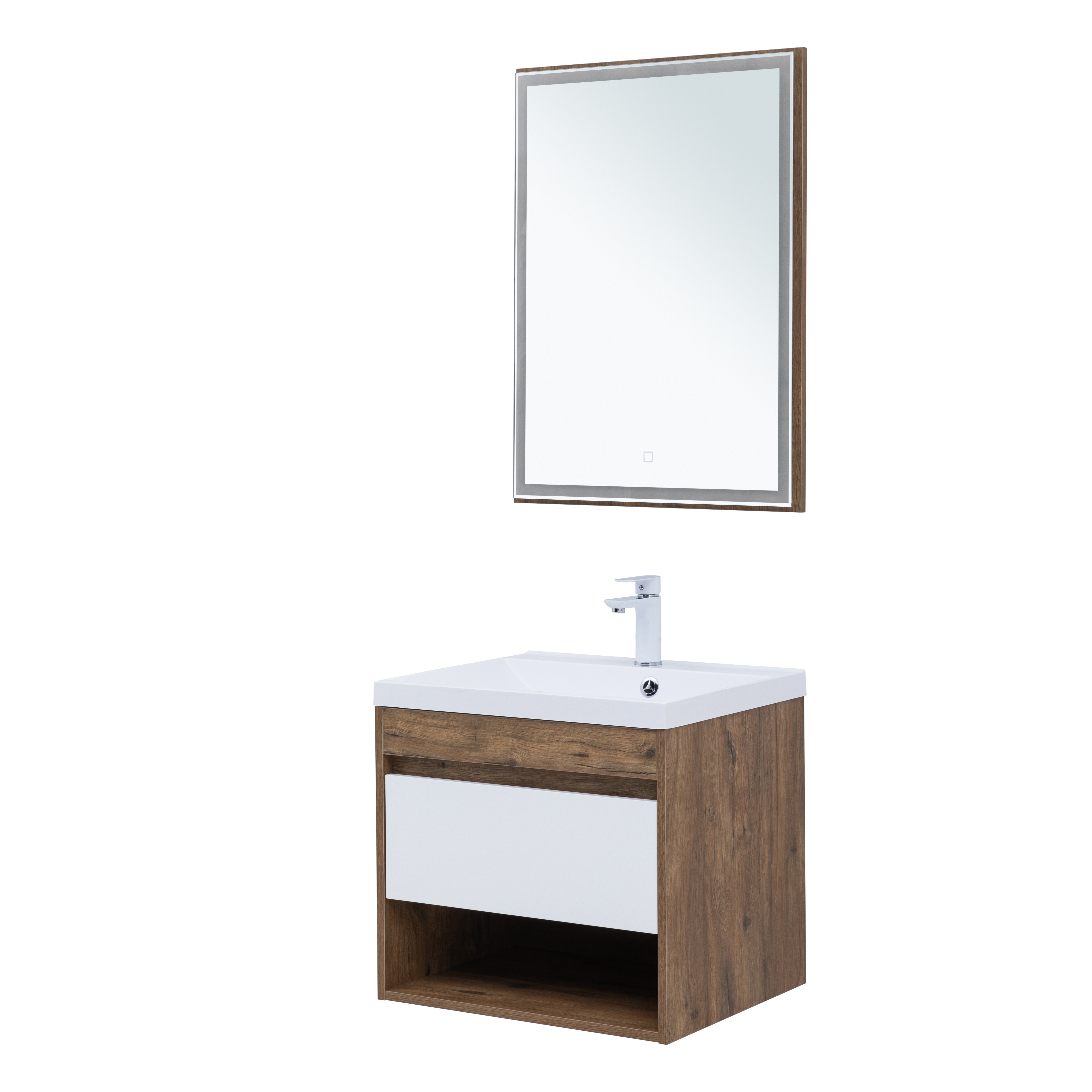 Изображение товара Тумба под раковину напольная Aquanet 00345117 57см цвет дуб рустикальный/белый сатин