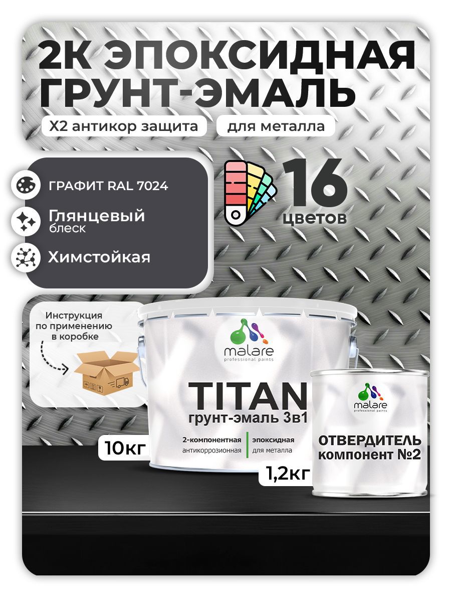 Изображение товара Грунт-эмаль на эпоксидной основе Malare Titan RAL 7024 графитово-серый 11.2 л