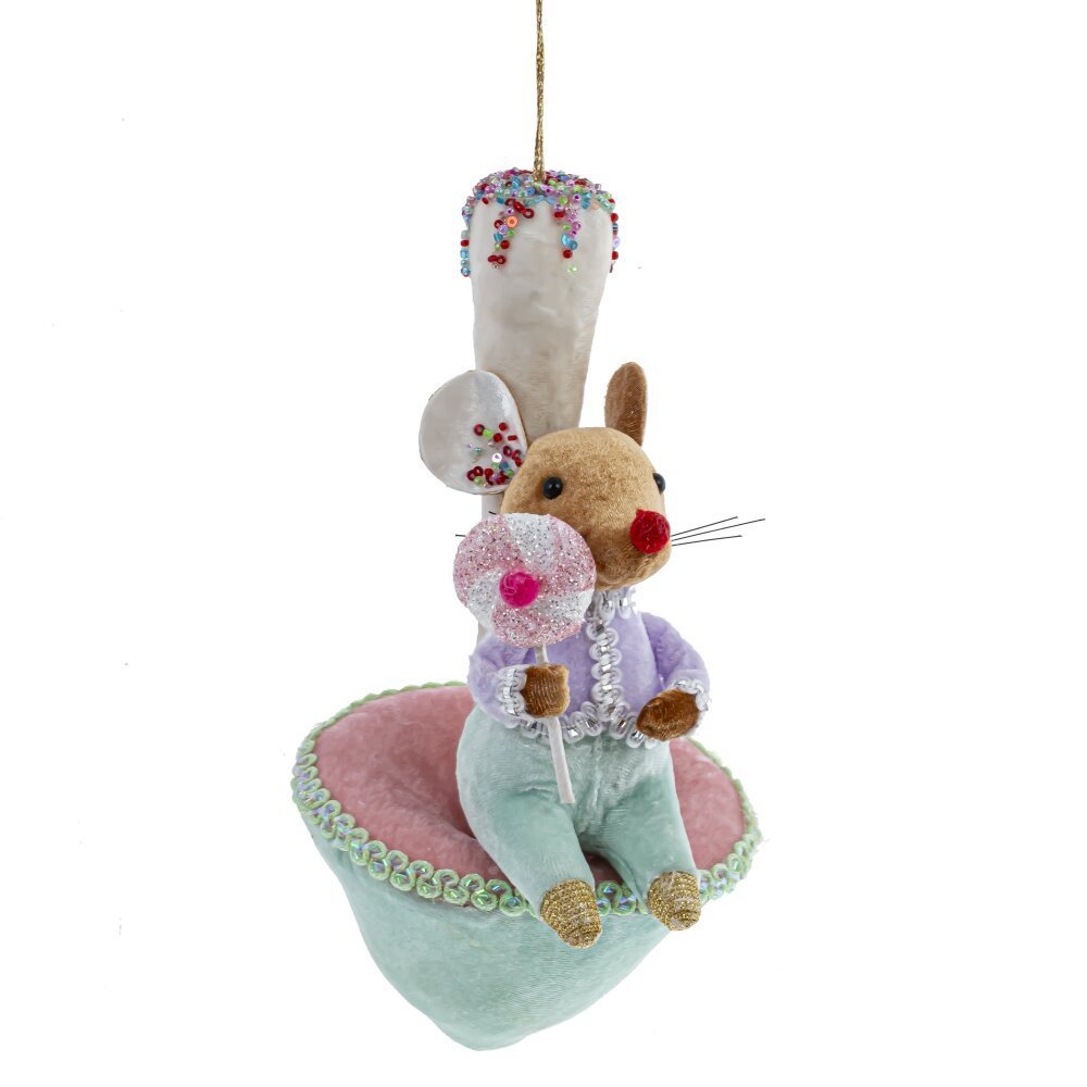 Изображение товара Елочная игрушка Мышка и гриб 23 см синяя декоративная новогодняя украшение