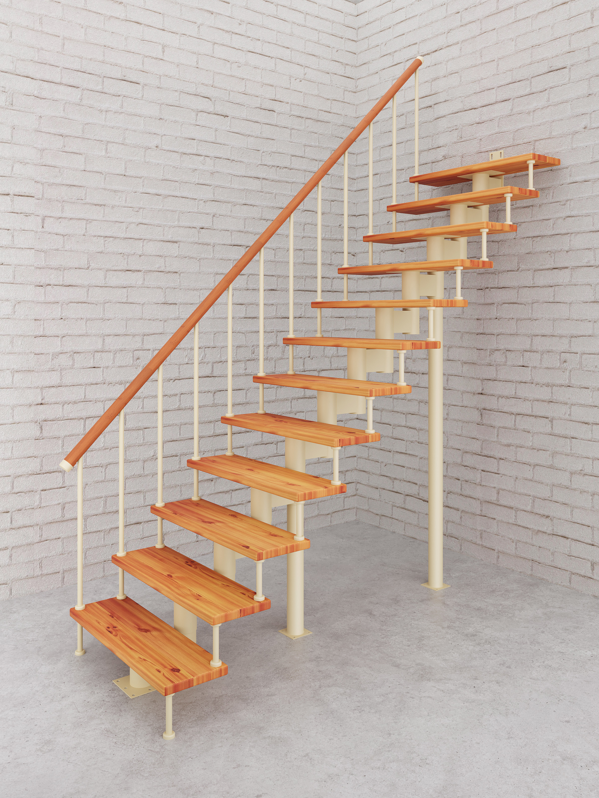 Изображение товара Модульная лестница Стамет Престиж прямой 2025мм цвет слоновая кость