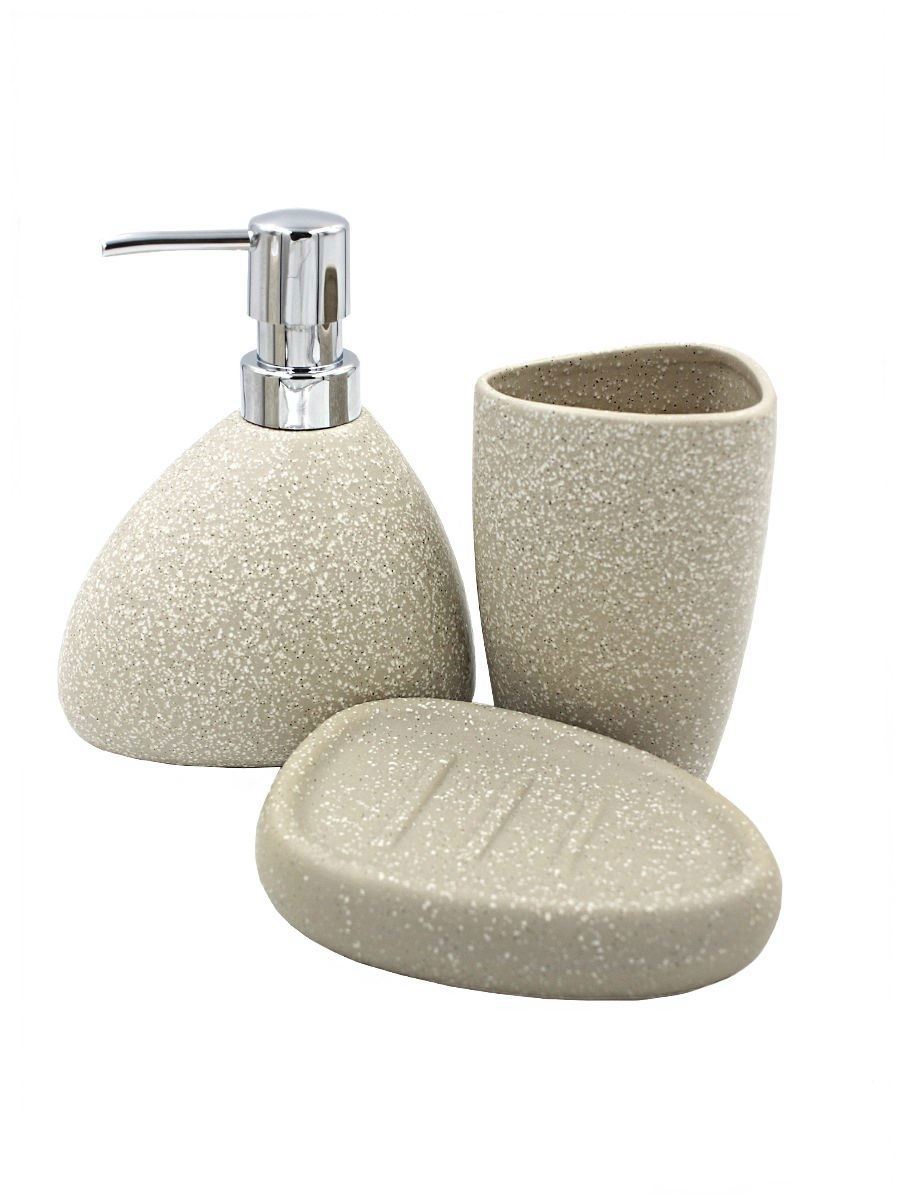 Изображение товара Комплект настольный Bath Plus Sabbia SET3: дозатор для жидкого мыла, мыльница, стакан для зубных щеток Изображение товара Комплект настольный Bath Plus Sabbia SET3: дозатор для жидкого мыла, мыльница, стакан для зубных щеток