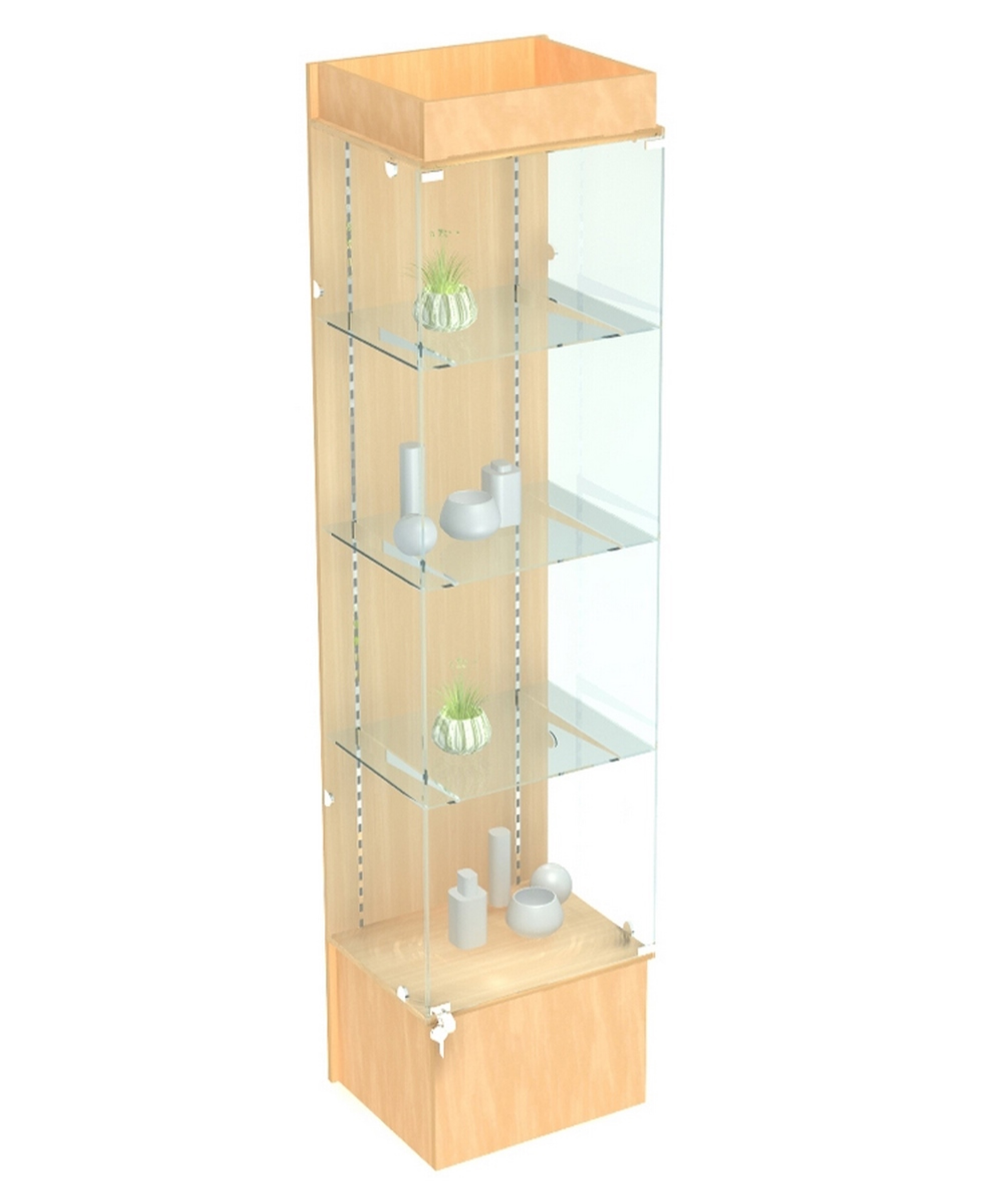 Изображение товара Шкаф-витрина 50x200 см Универсал из дерева и стекла цвет бук