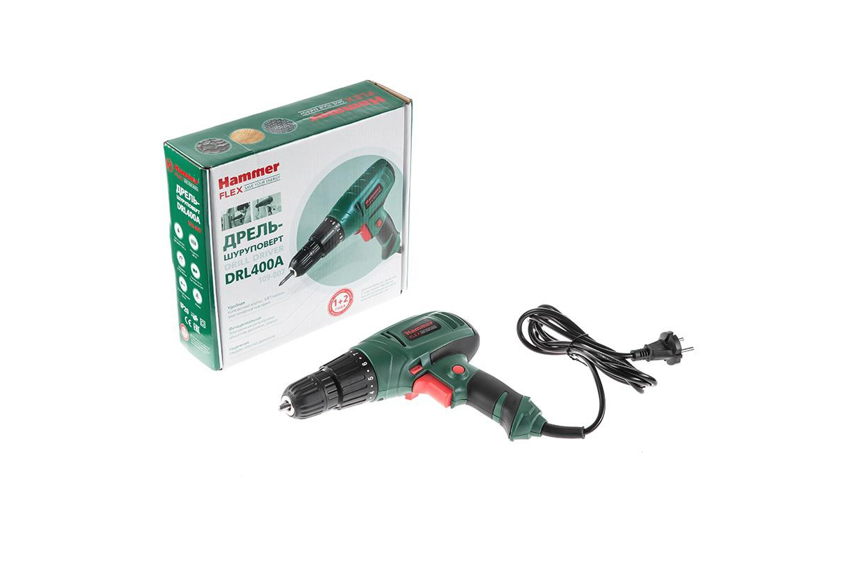 Изображение товара Дрель-шуруповерт Hammer Flex DRL400A сетевой 280Вт 10мм 750об/мин