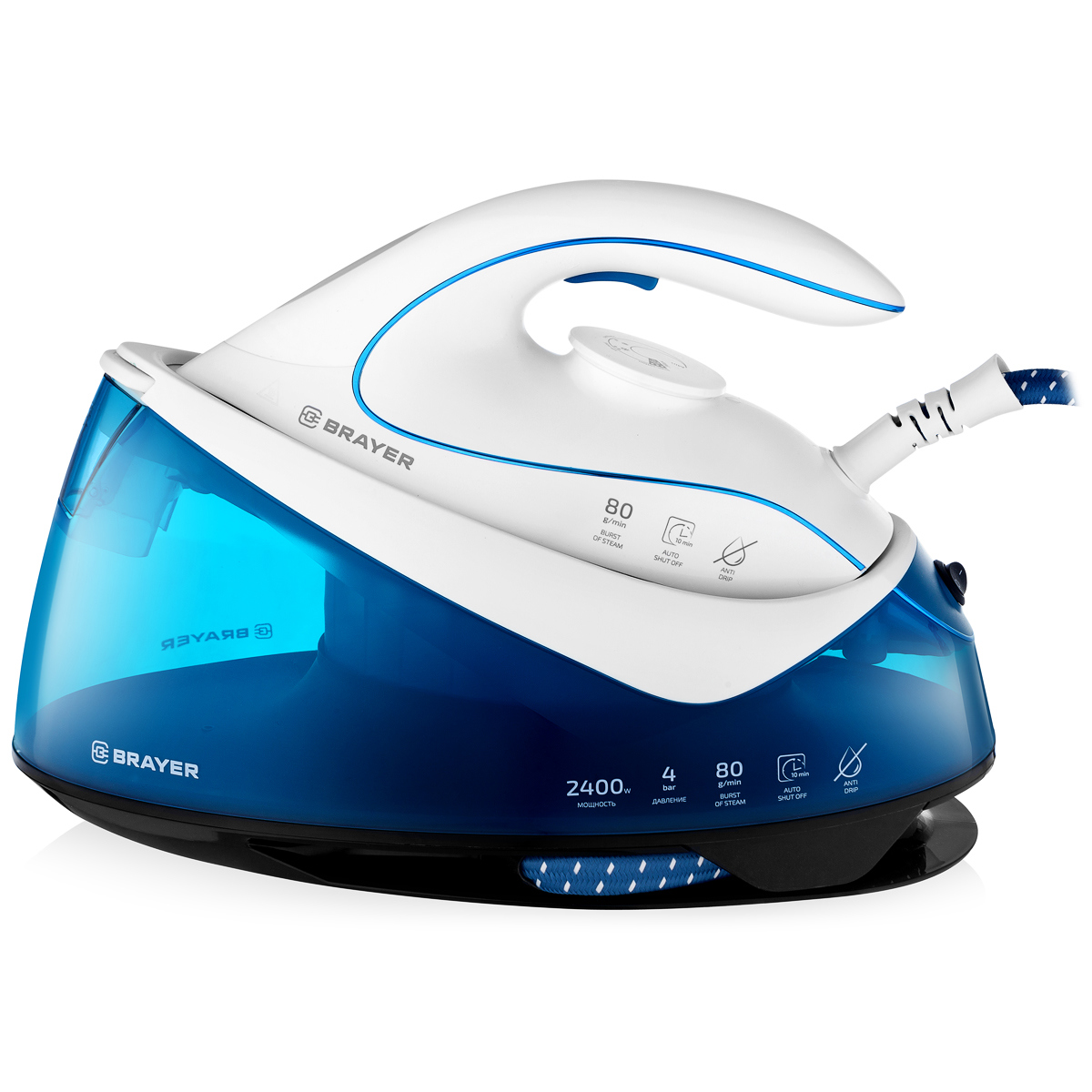 Изображение товара Парогенератор Brayer BR4150 паровой удар 80 г/мин цвет синий