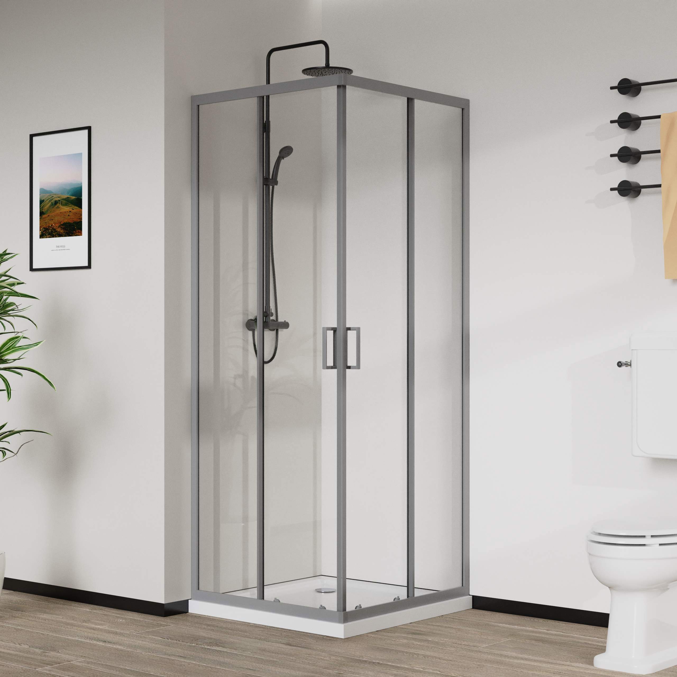 Изображение товара Душевой уголок VINCEA City VSS-5CT8010CLGM 100x80 см антрацит стекло прозрачное