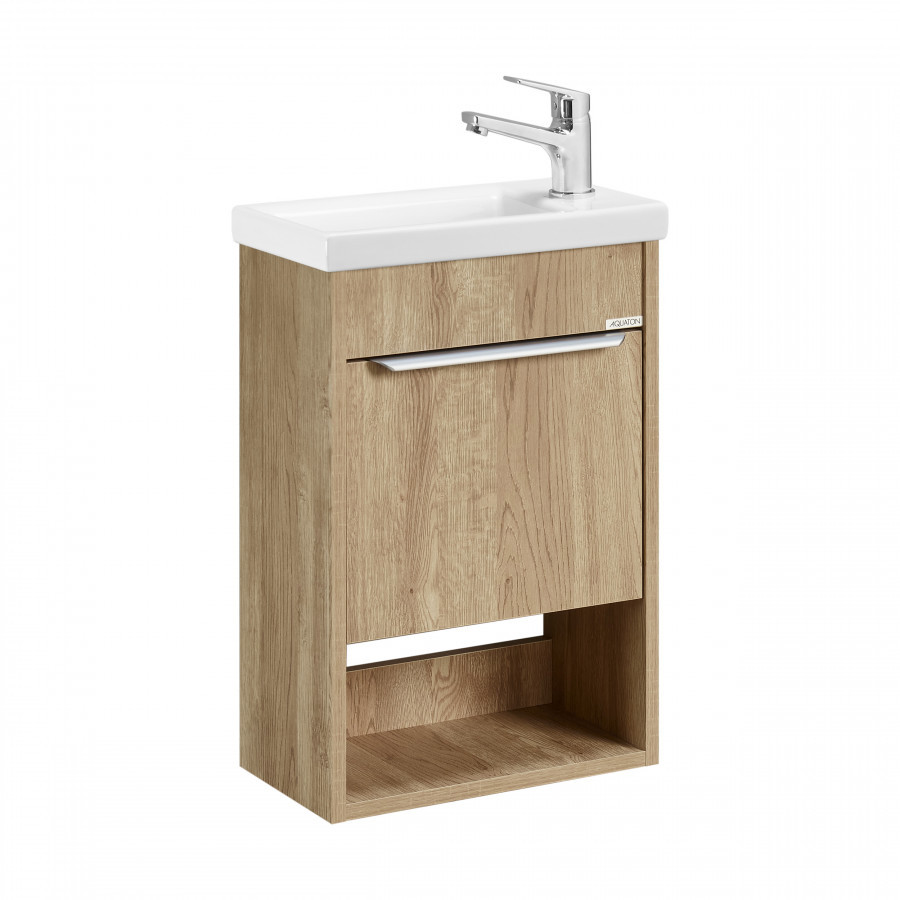 Изображение товара Тумба под раковину подвесная Aquaton 1A2871K0HP6C0 38.4см цвет орех, с раковиной