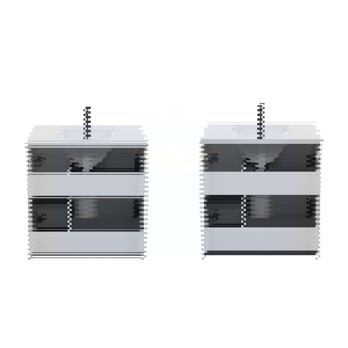 Изображение товара Подвесная тумба с умывальником IDDIS BIL10W0i95K 100 см белая, гидроизоляционная мебель для ванной