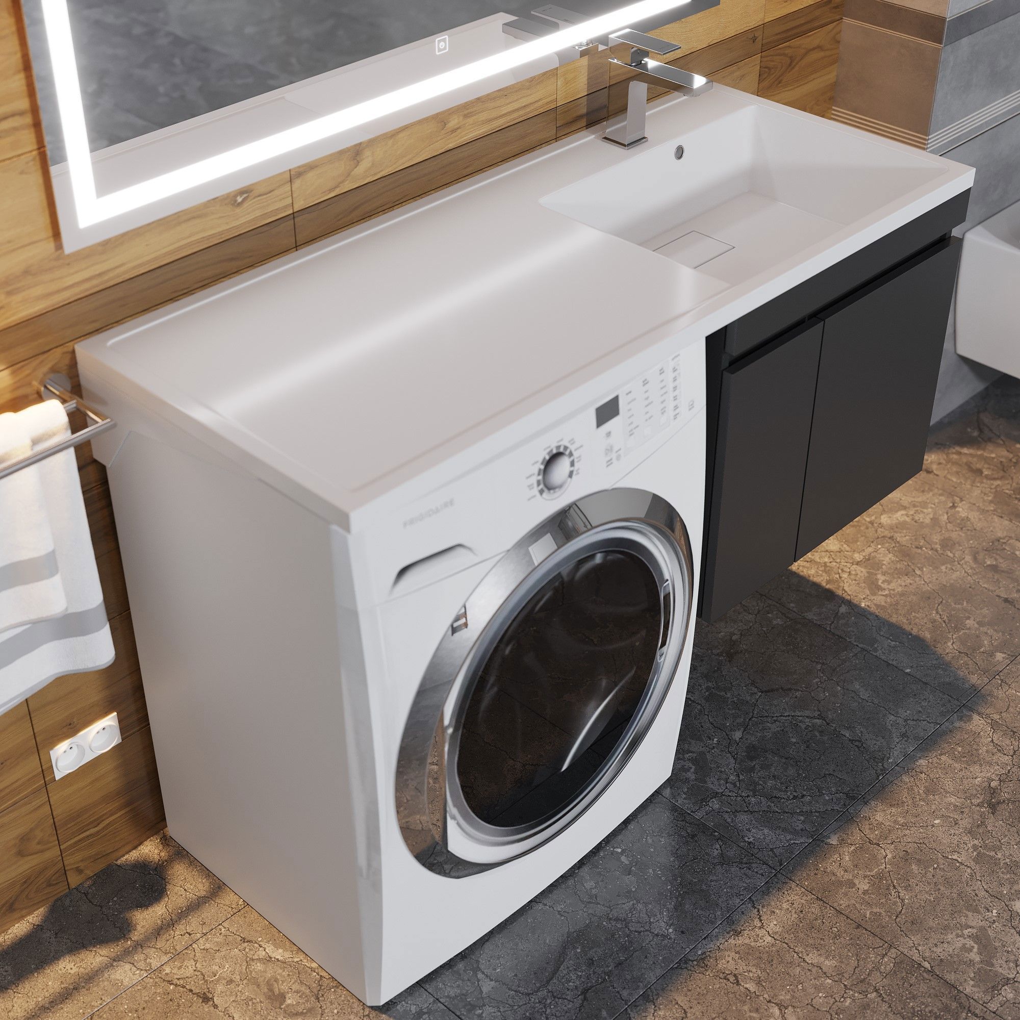 Изображение товара Раковина над стиральной машиной Uperwood Magenta 110 см правая белая