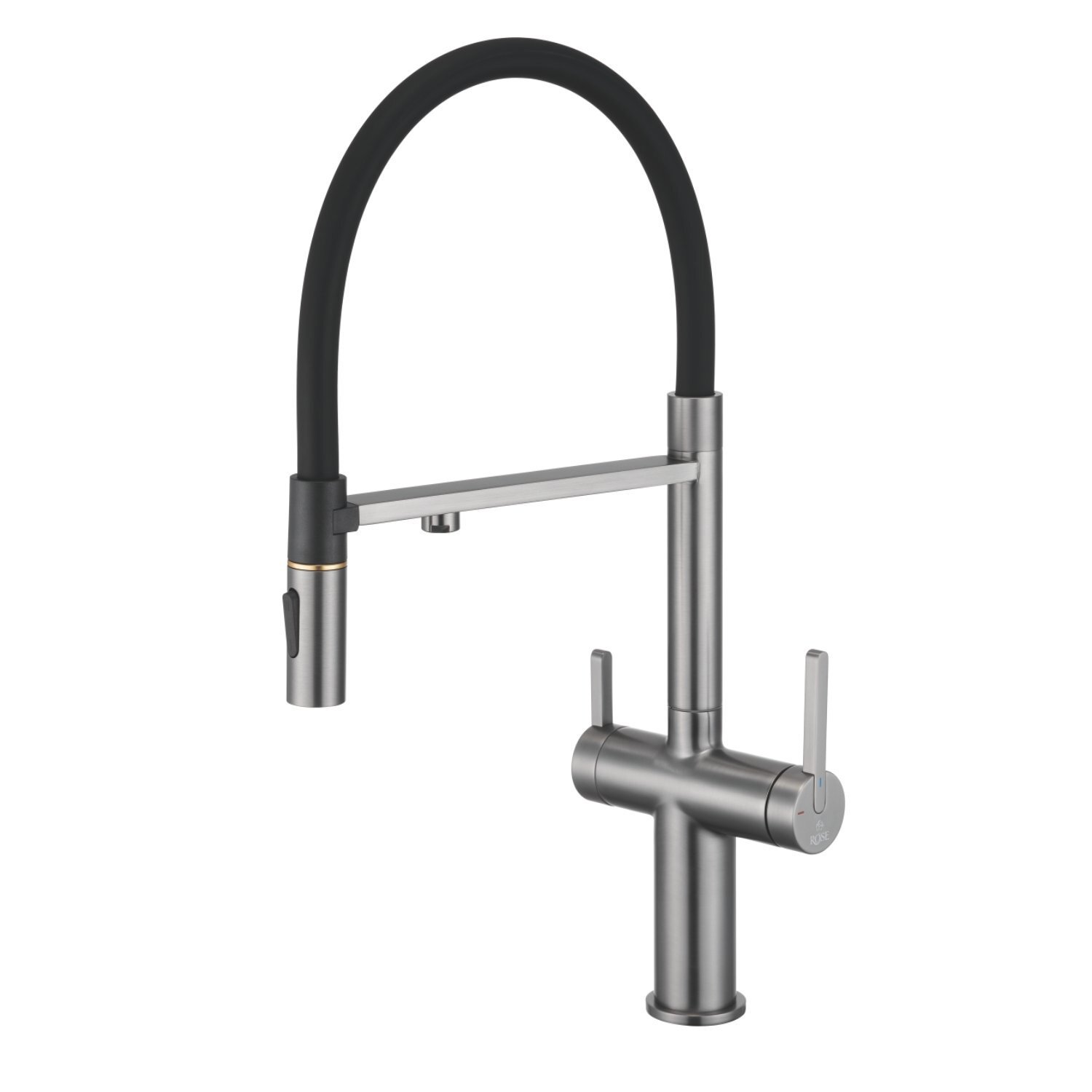 Изображение товара Смеситель для кухни Rose R458T гибкий излив 19 см цвет матовая сталь