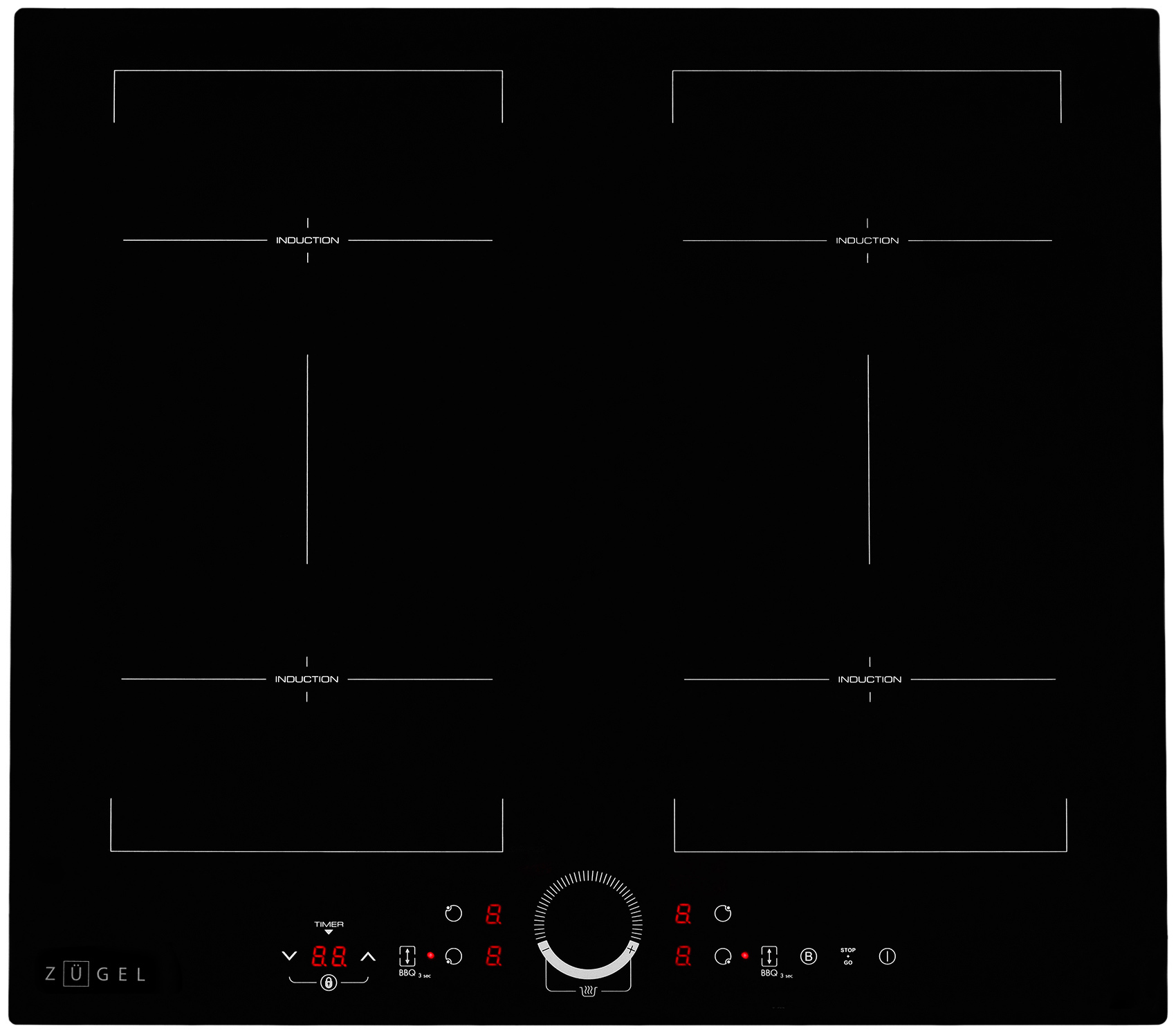 Изображение товара Электрическая варочная панель Zugel ZIH606B 59 см 4 конфорки индукция черный