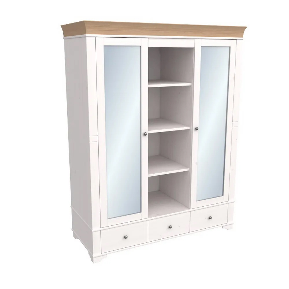 Изображение товара Шкаф распашной Дом мебели из сосны Бейли стиль Прованс белый антик 160x205x65 см