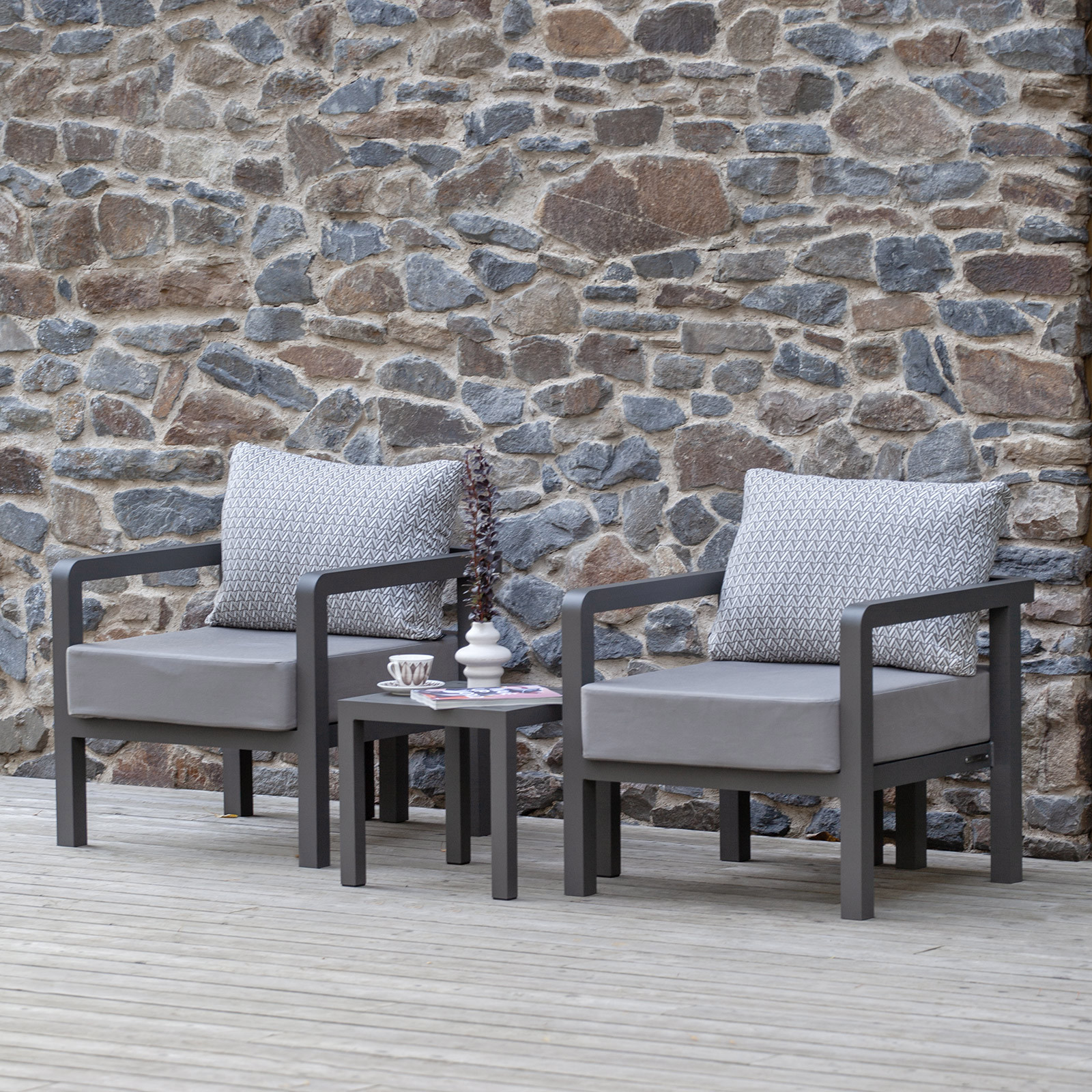 Изображение товара Набор садовой мебели Greenween Amalfi 3 предмета алюминий серебристый терраса веранда