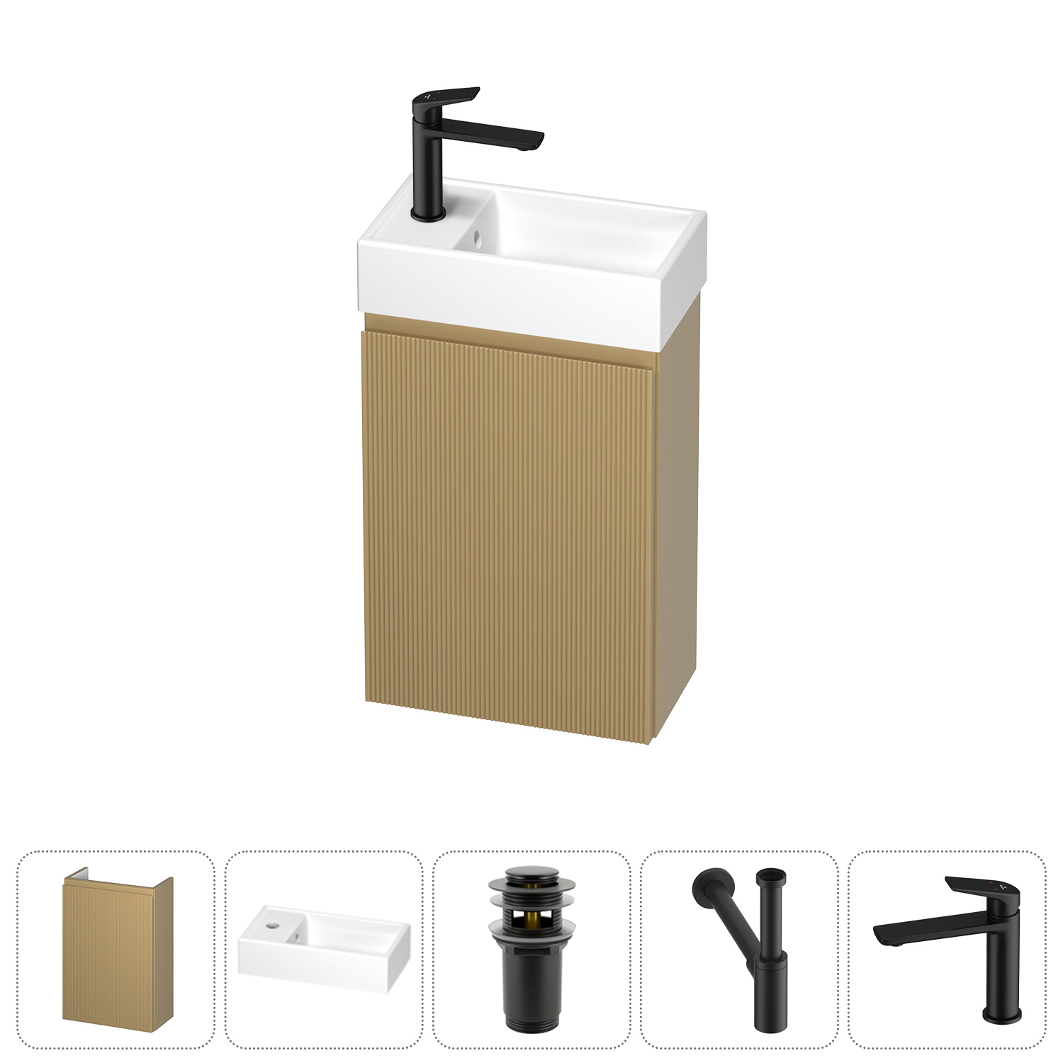 Изображение товара Подвесная тумба с раковиной Wellsee WC Area 40 см бежевый комплект