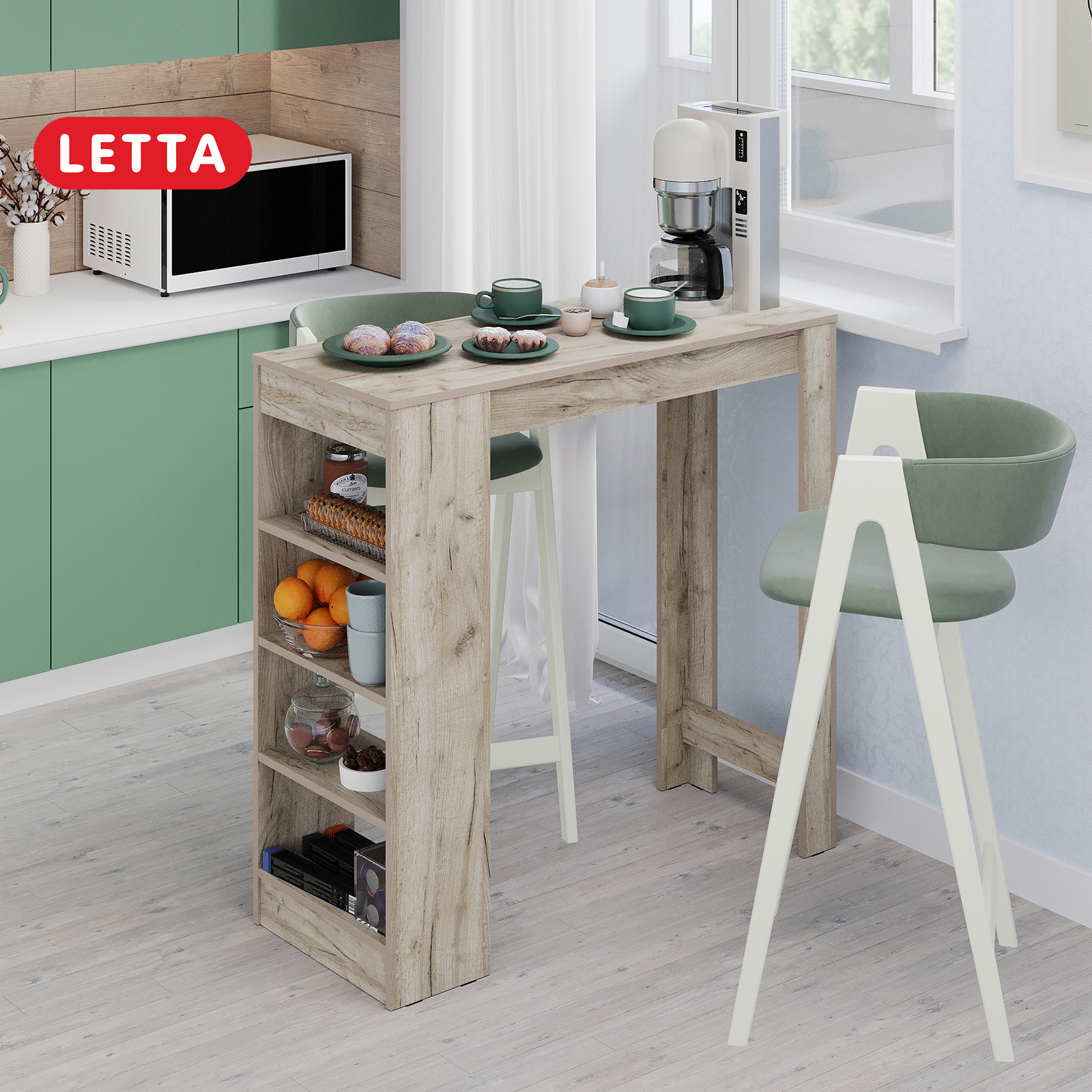 Изображение товара Барная стойка прямоугольный Letta 44x44 см лдсп цвет дуб крафт серый