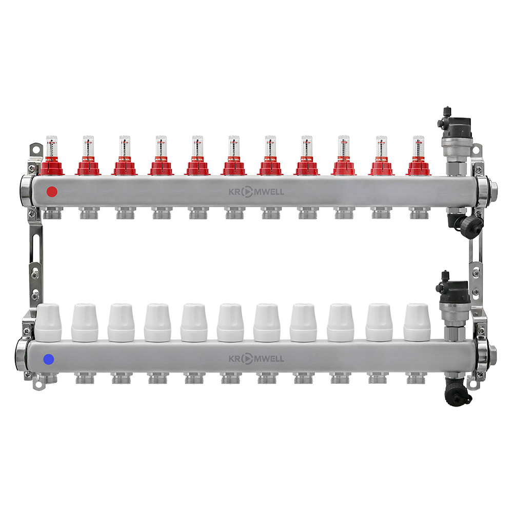Изображение товара Коллекторная группа с расходомерами 1x3/4 евроконус 11 выходов нержавеющая сталь Kromwell KW.SM60
