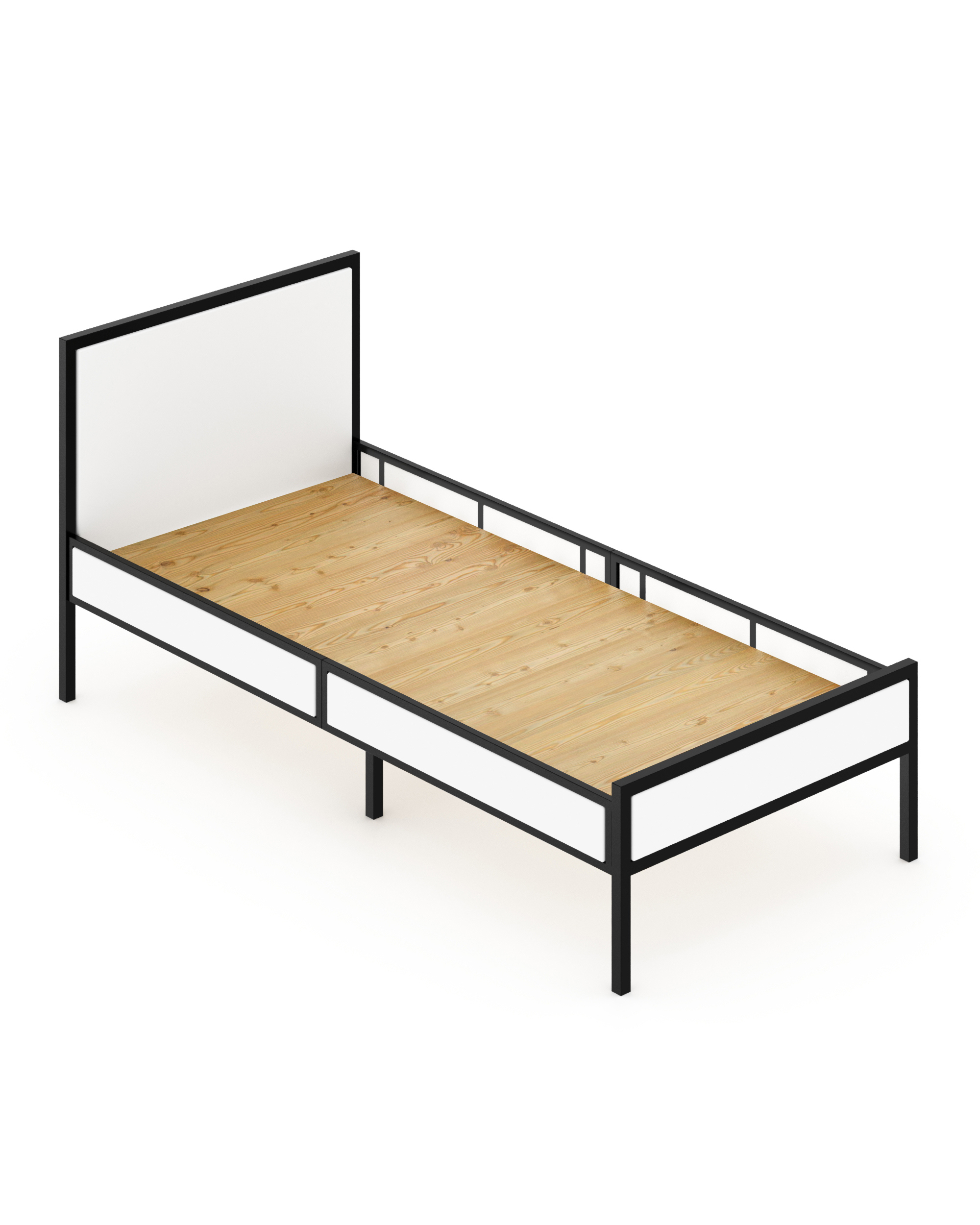 Изображение товара Кровать Solarius kr80loft-bel-black-full 85 x 90 x 206 см сосна цвет белый, черный