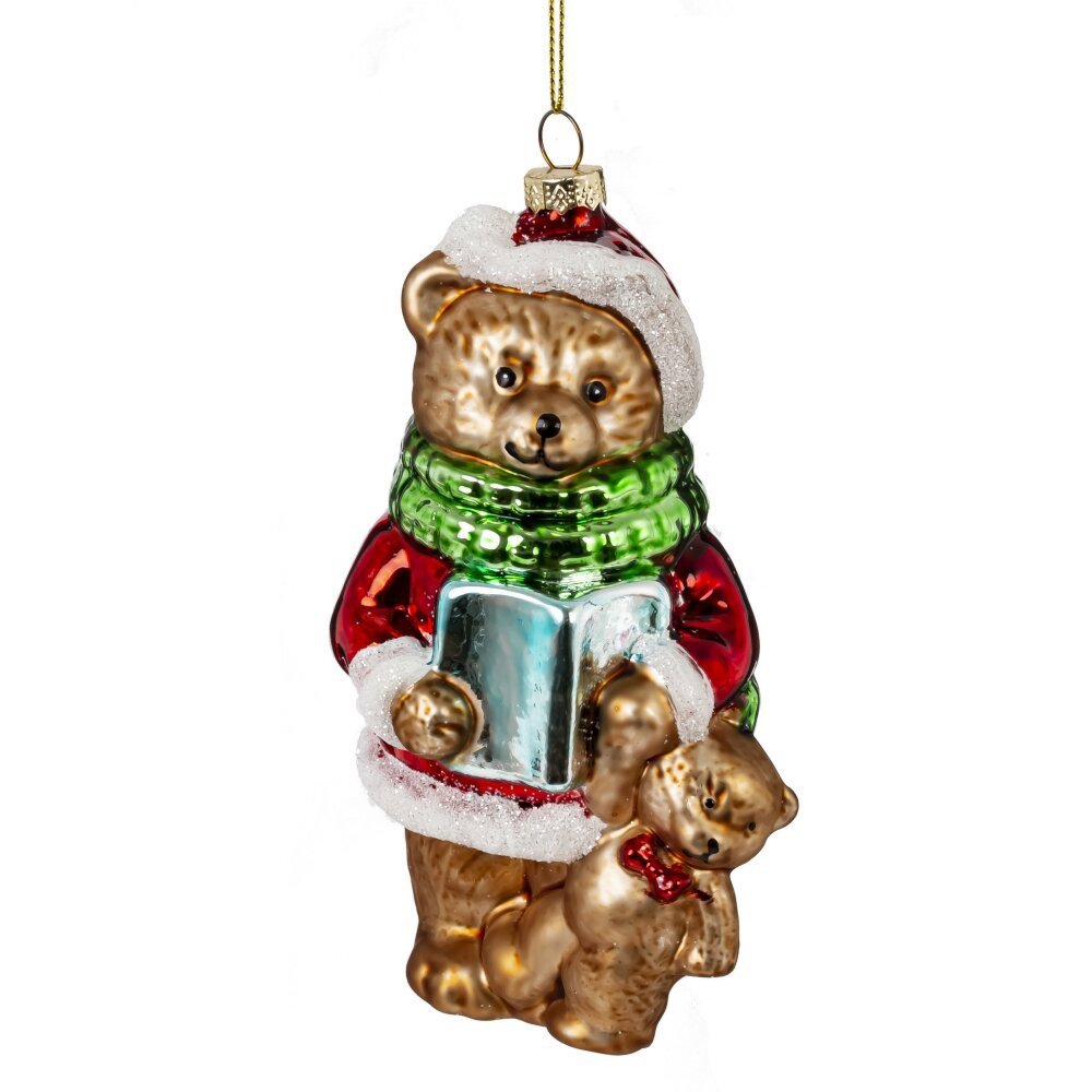 Изображение товара Елочная игрушка Медвежонок стеклянная разноцветная 14x7 см