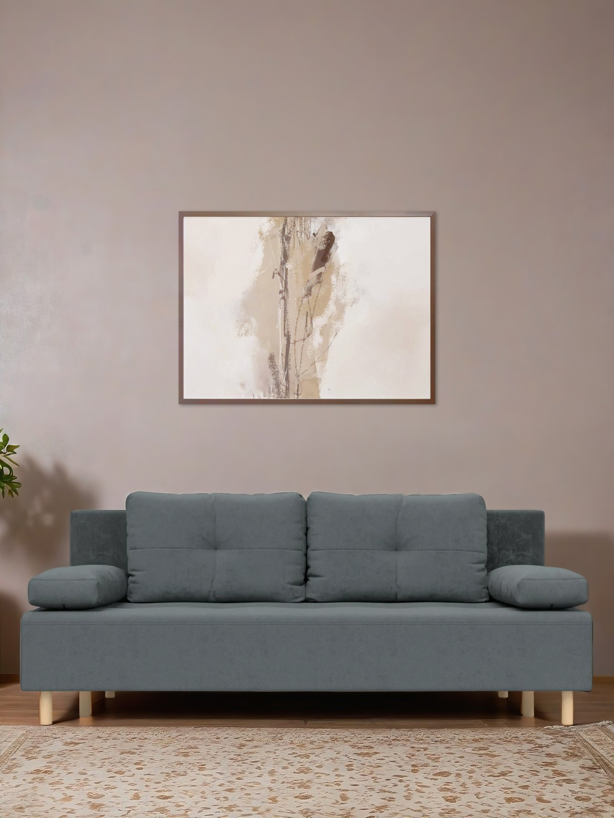 Изображение товара Диван прямой Мафтин Булдым 1455516 велюр Серый 198x83x70 см современный стиль