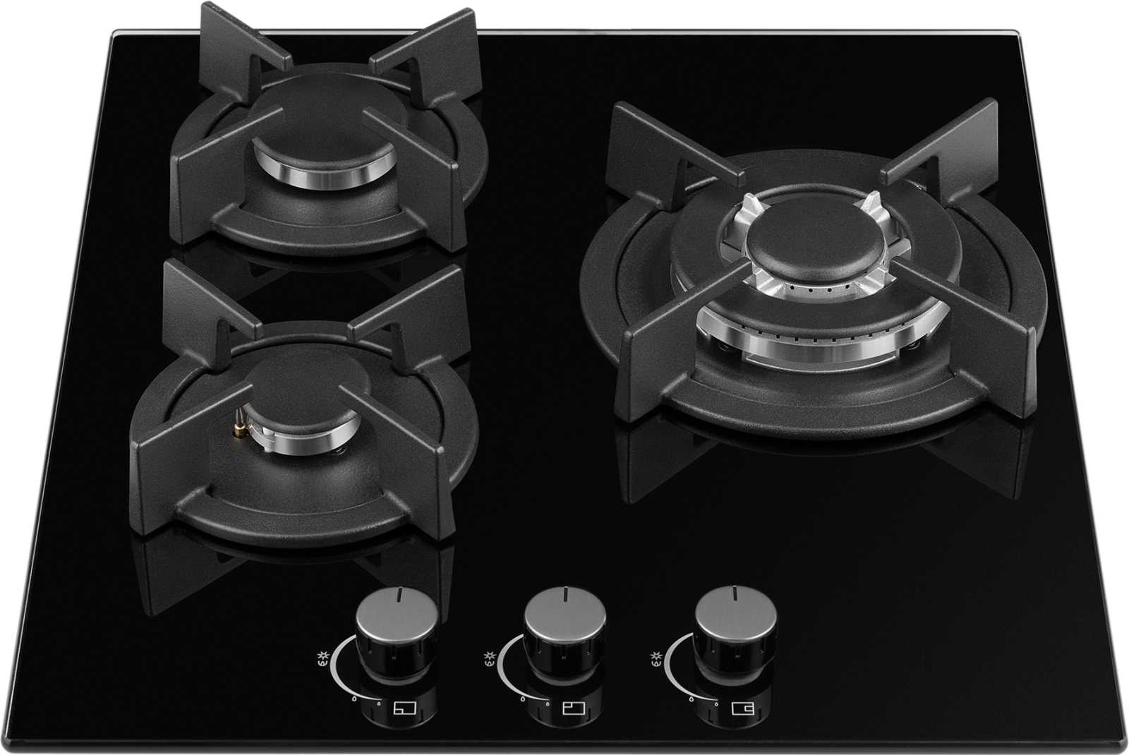 Изображение товара Газовая варочная панель Weissgauff Hgg 451 Bgh Nano Glass 45 см 3 конфорки