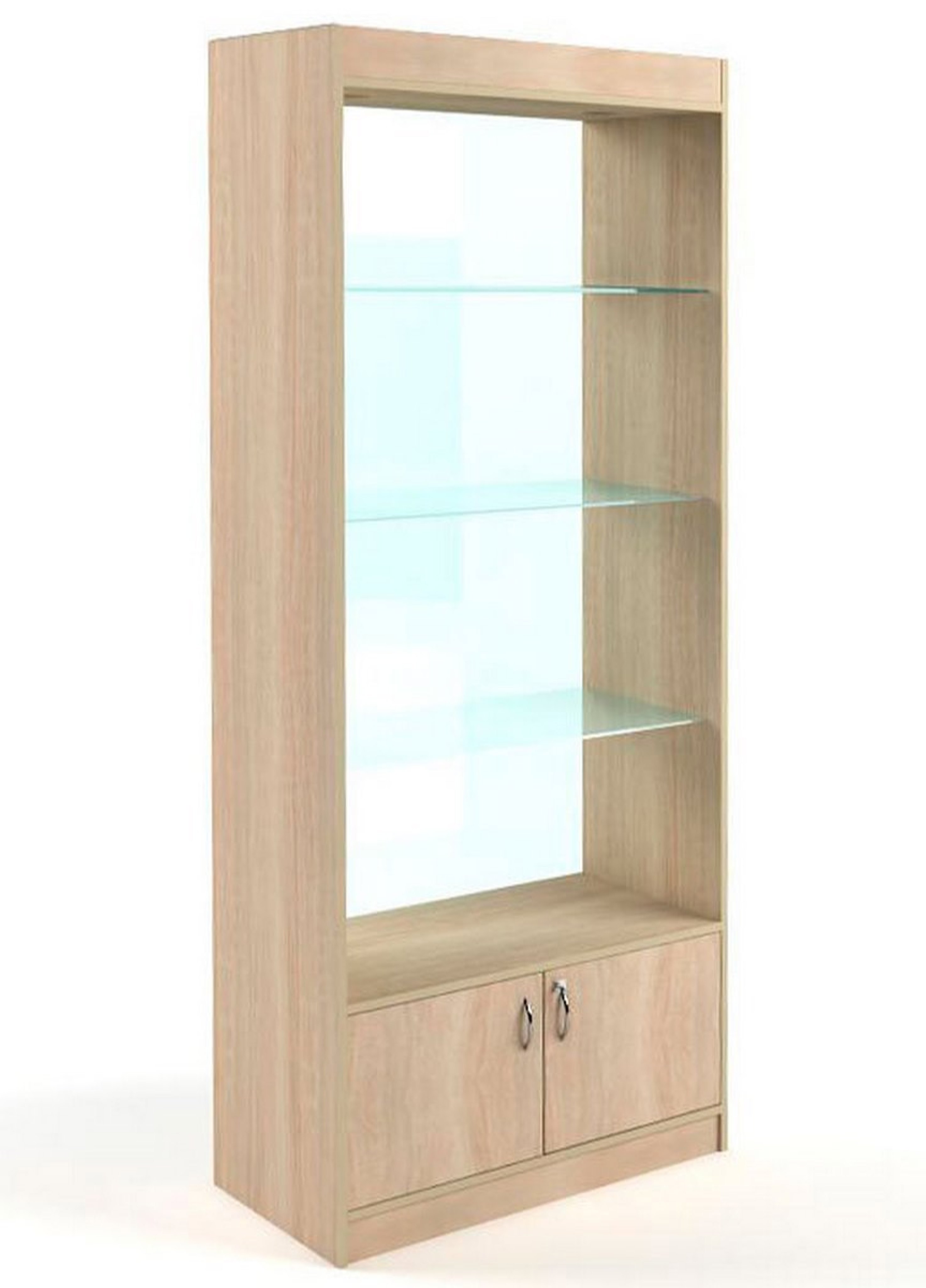 Изображение товара Шкаф-витрина 85x200 см с накопителем Универсал №162-С без верхний дверей дерево/стекло цвет дуб-сонома
